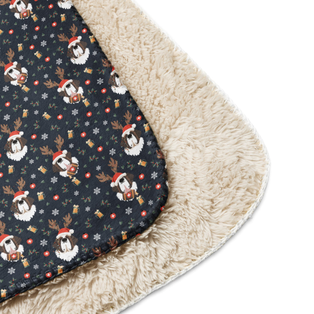 Reindeer Beer St Bernard Sherpa Blanket - Lucy + Norman
