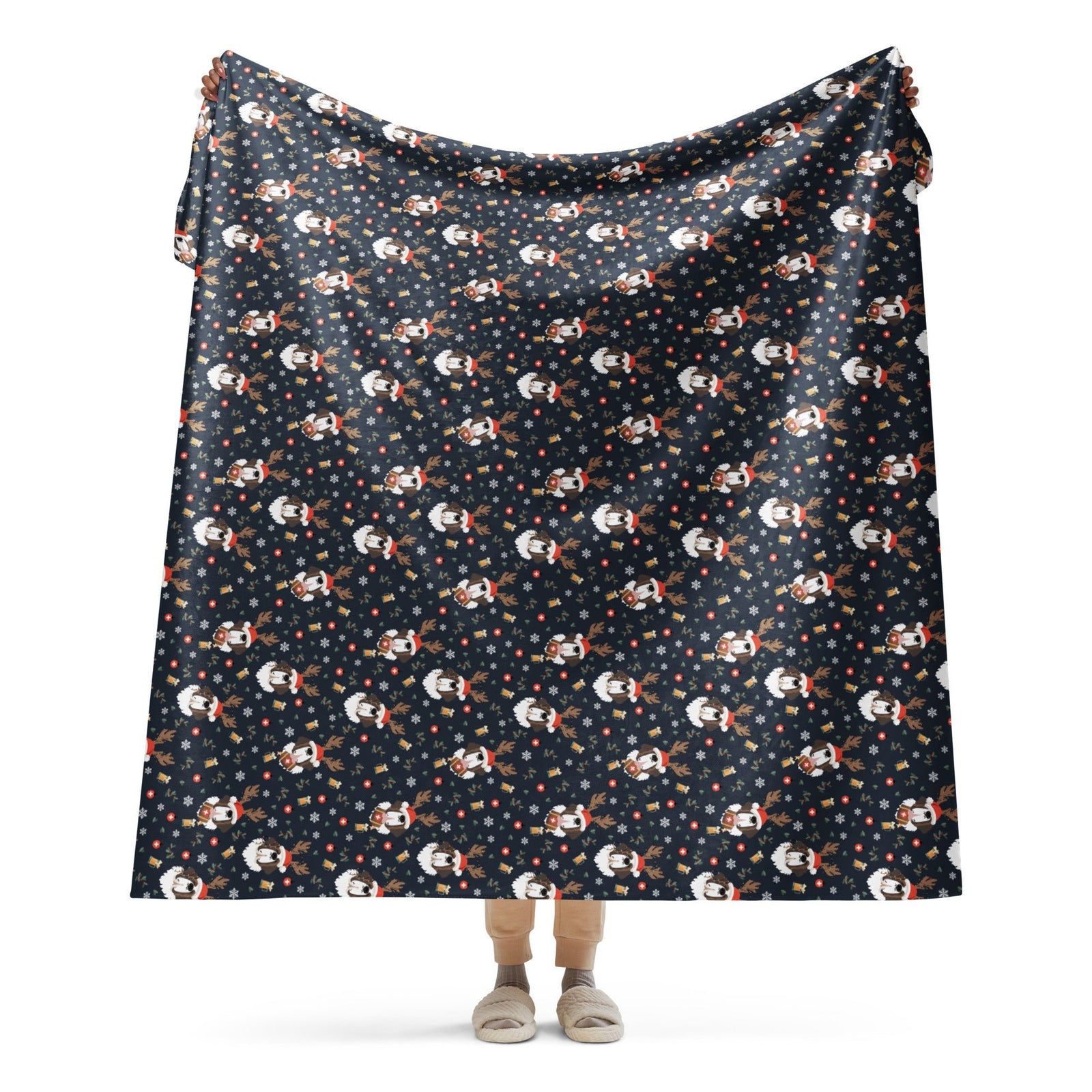 Reindeer Beer St Bernard Sherpa Blanket - Lucy + Norman