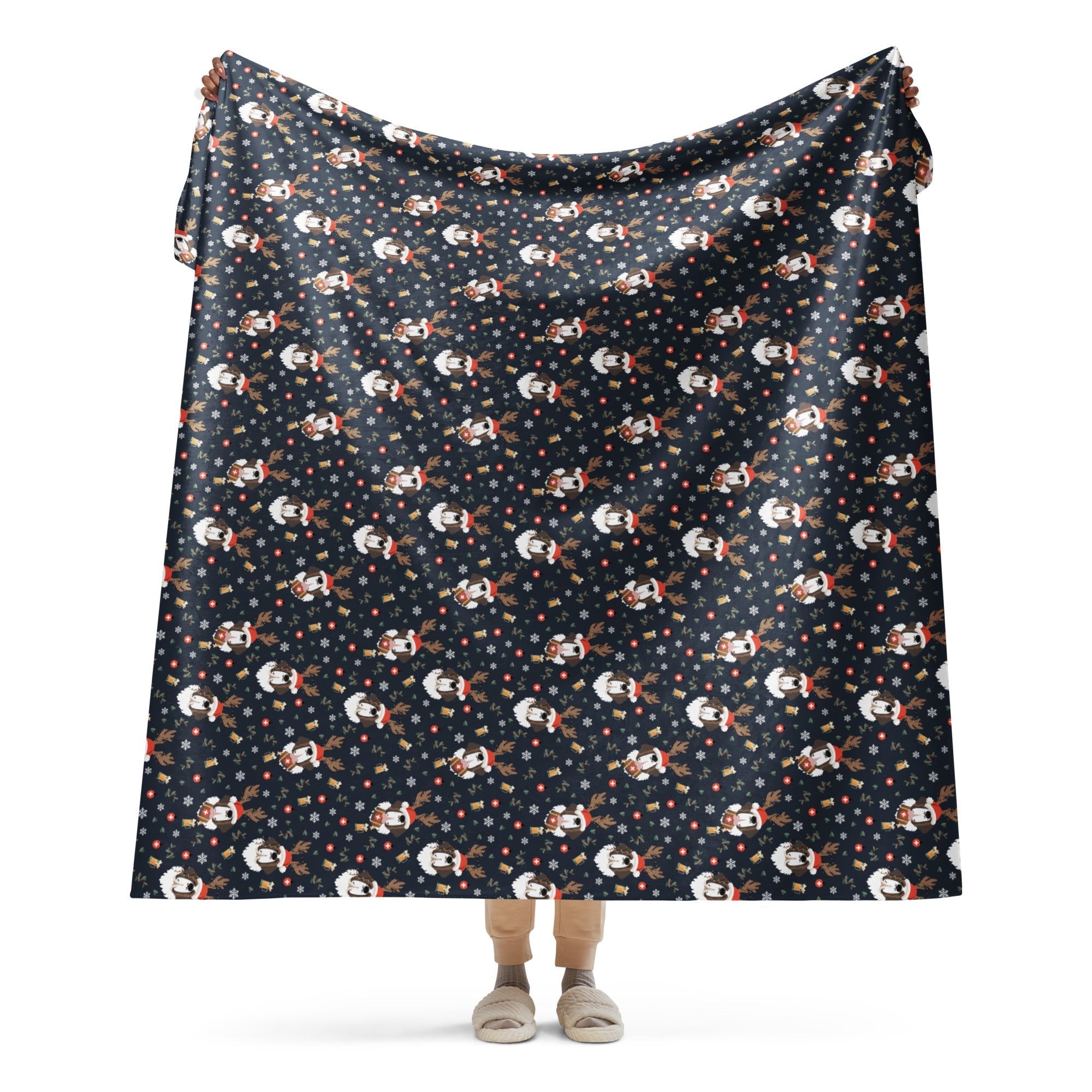 Reindeer Beer St Bernard Sherpa Blanket - Lucy + Norman