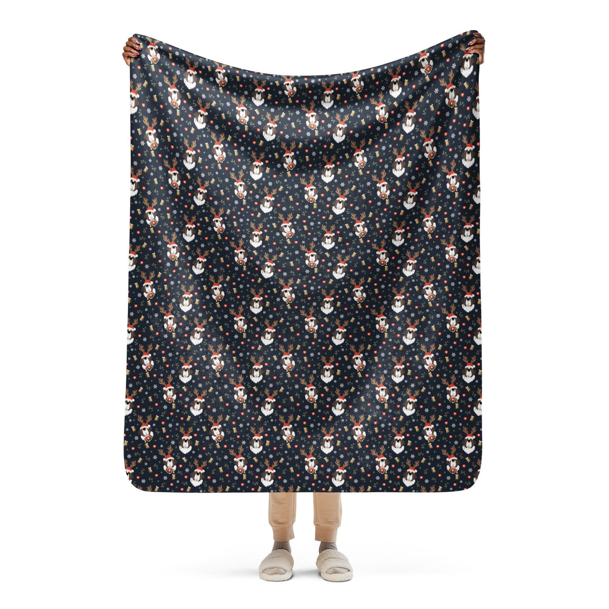Reindeer Beer St Bernard Sherpa Blanket - Lucy + Norman