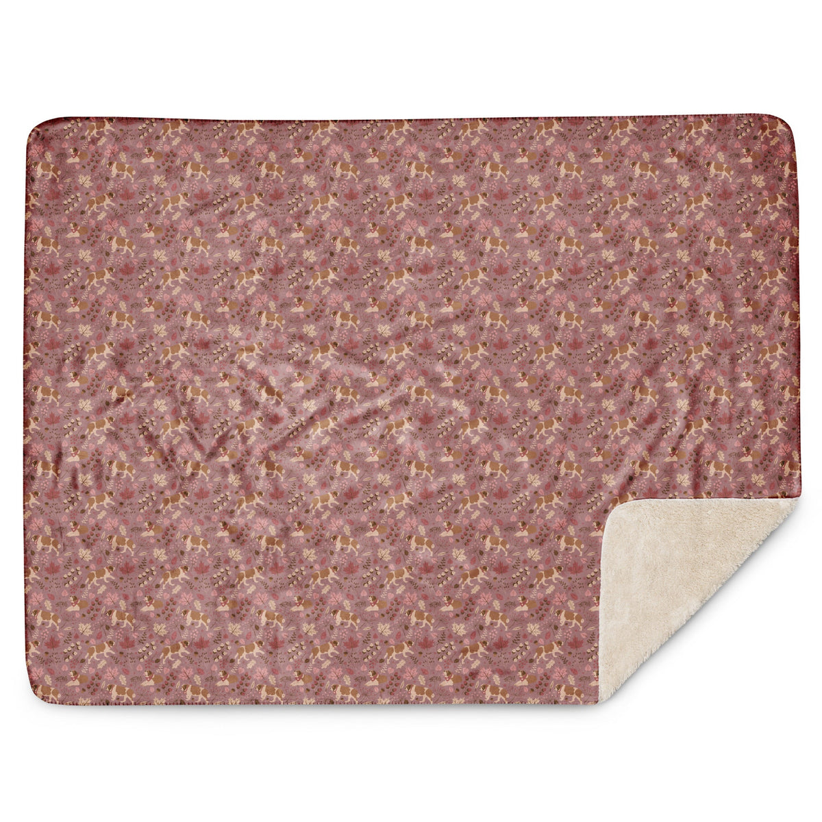 Rosy Fall Saint Bernard Sherpa Blanket - Lucy + Norman
