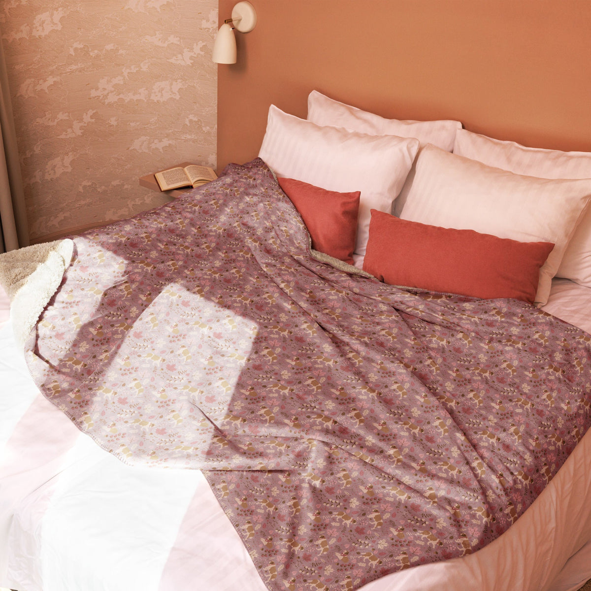 Rosy Fall Saint Bernard Sherpa Blanket - Lucy + Norman