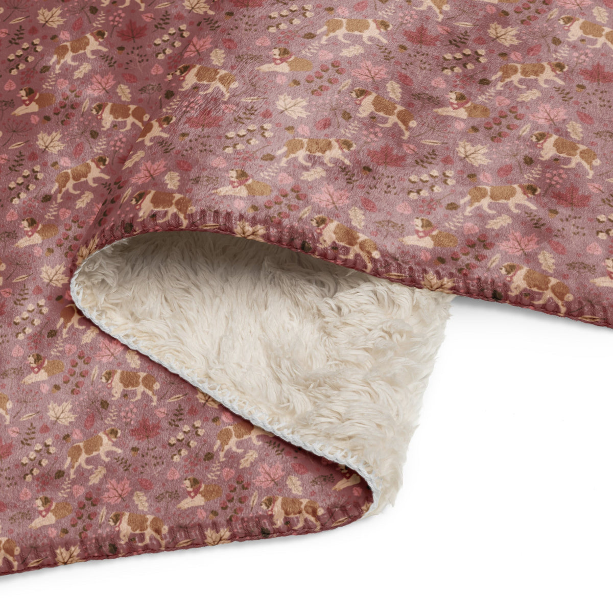 Rosy Fall Saint Bernard Sherpa Blanket - Lucy + Norman