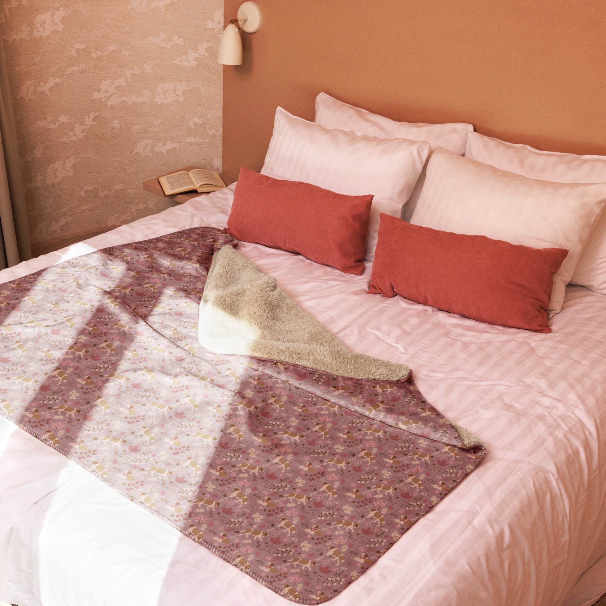Rosy Fall Saint Bernard Sherpa Blanket - Lucy + Norman
