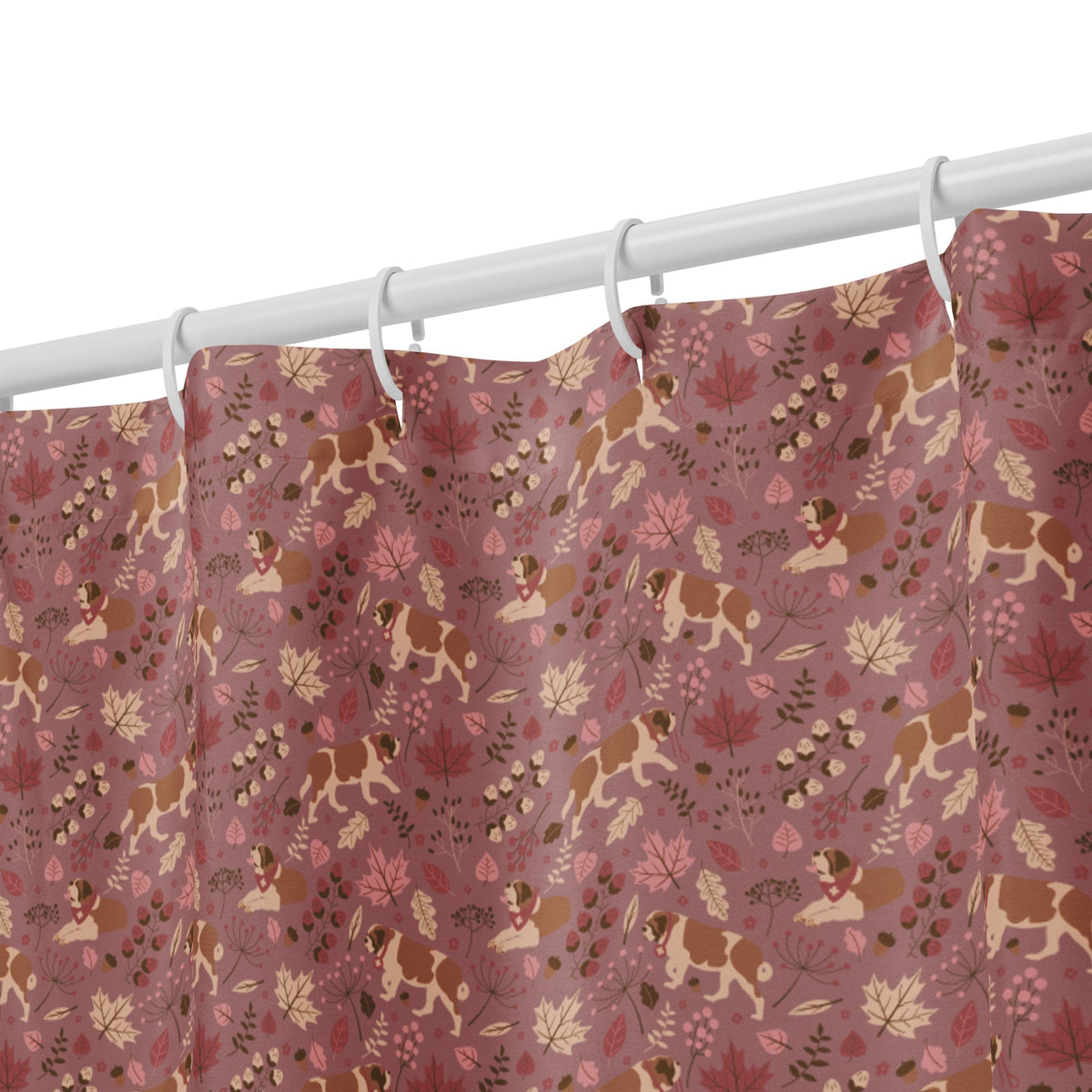 Rosy Fall Saint Bernard Shower Curtain - Lucy + Norman