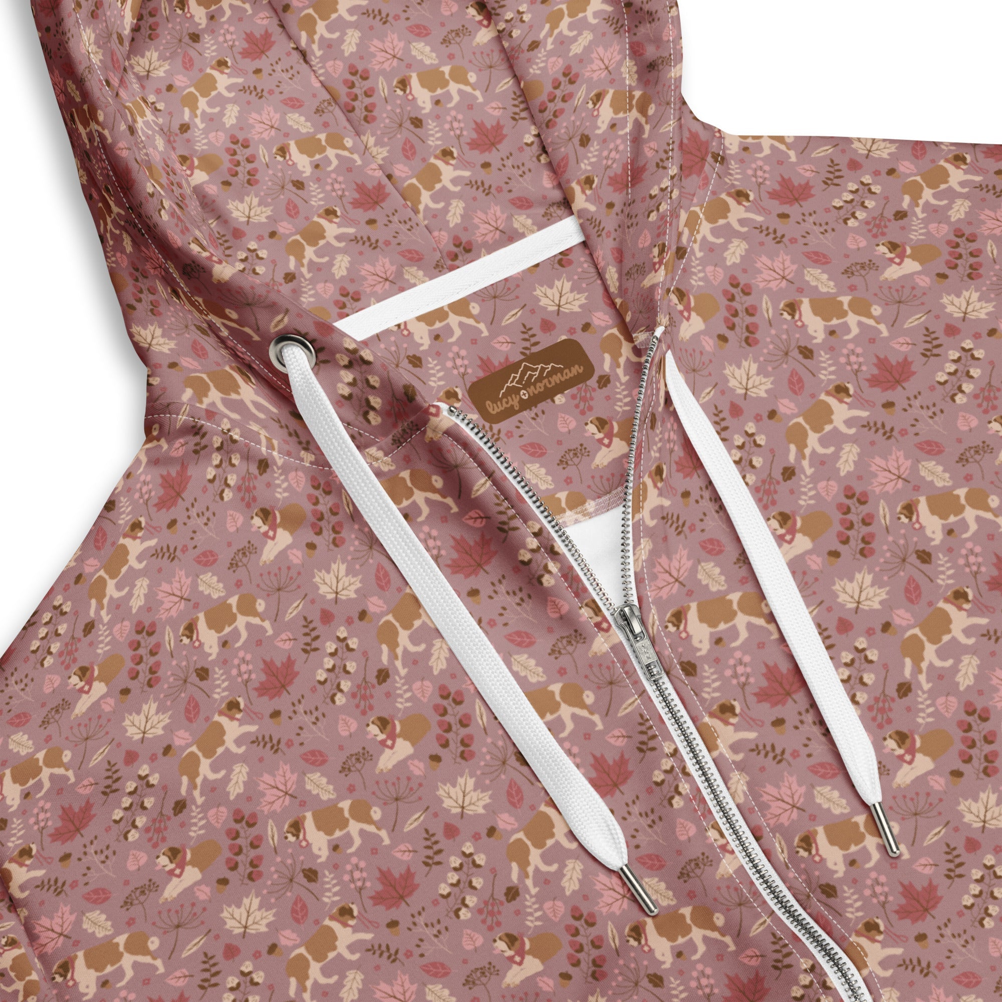 Rosy Fall Saint Bernard Zip Hoodie - Lucy + Norman