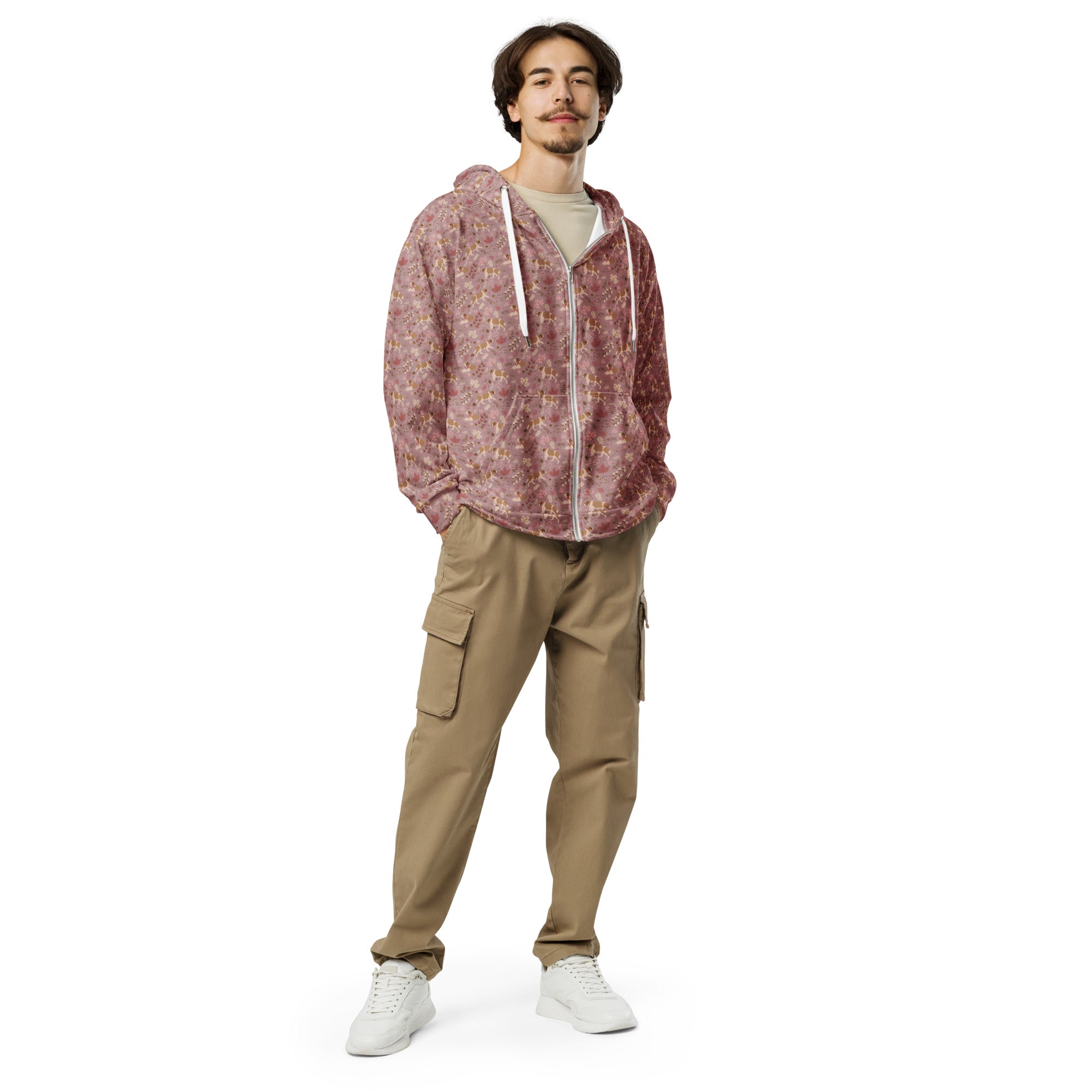 Rosy Fall Saint Bernard Zip Hoodie - Lucy + Norman