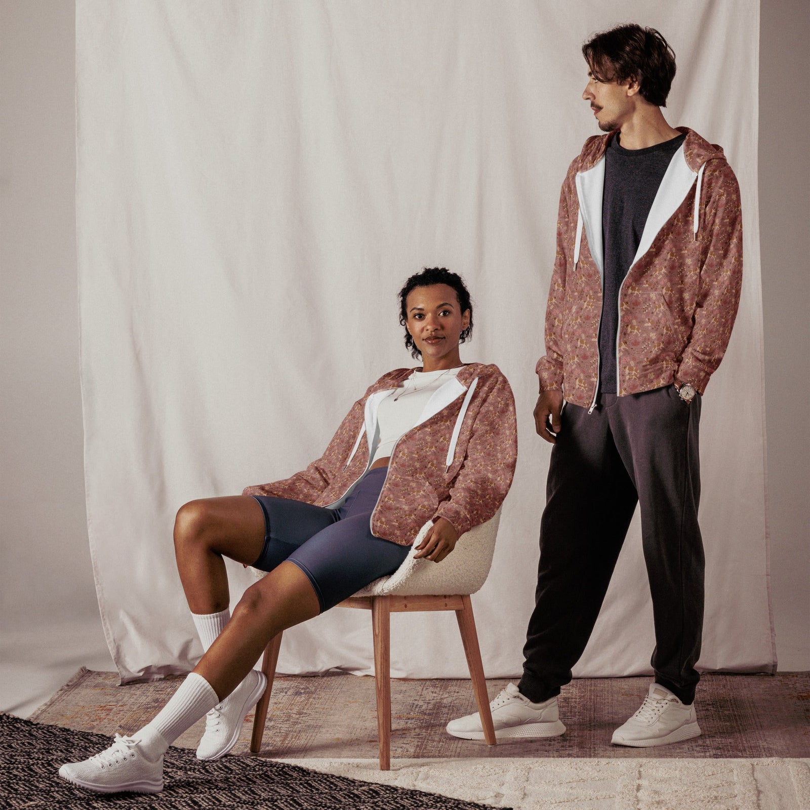 Rosy Fall Saint Bernard Zip Hoodie - Lucy + Norman