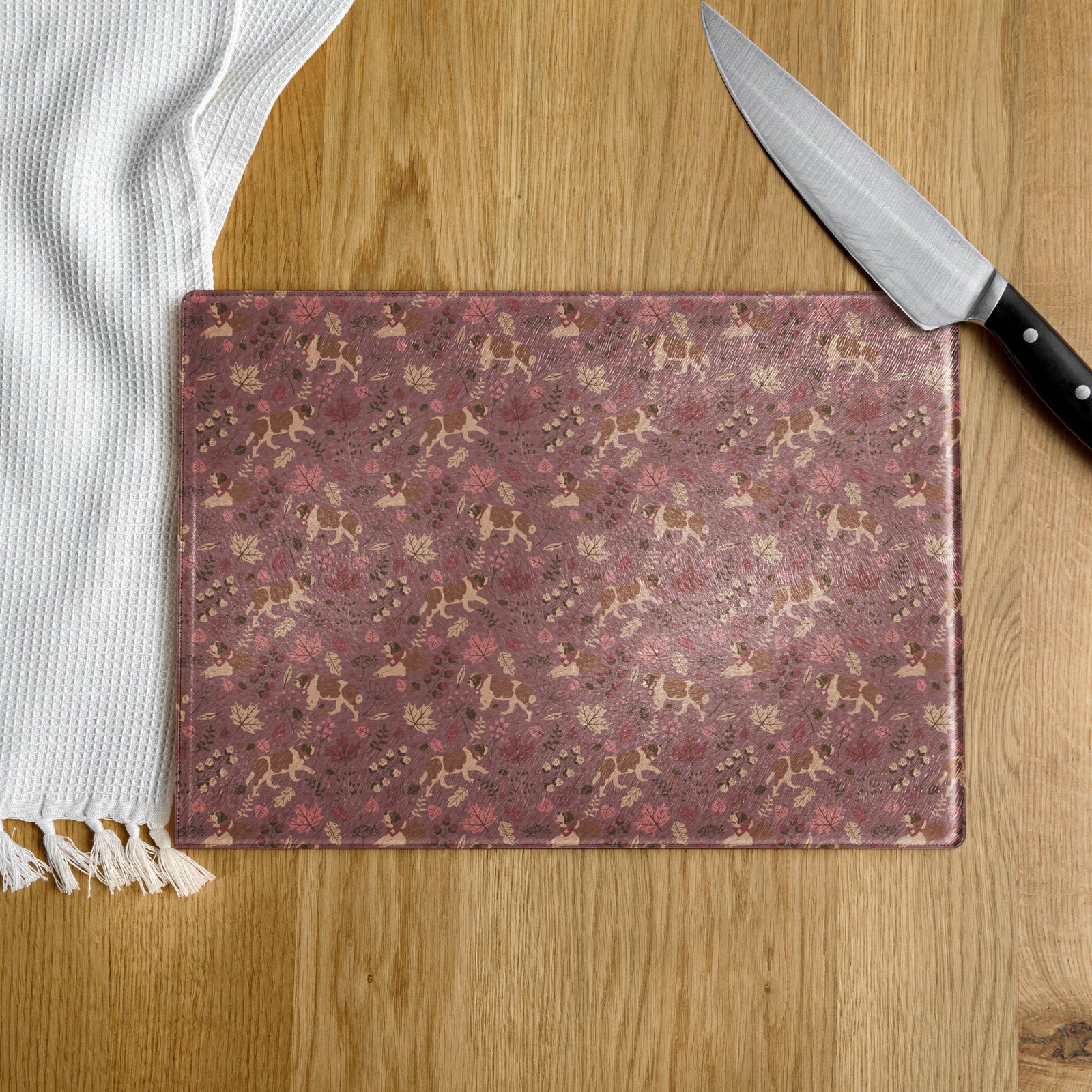 Rosy Fall St Bernard Glass Cutting Board - Lucy + Norman