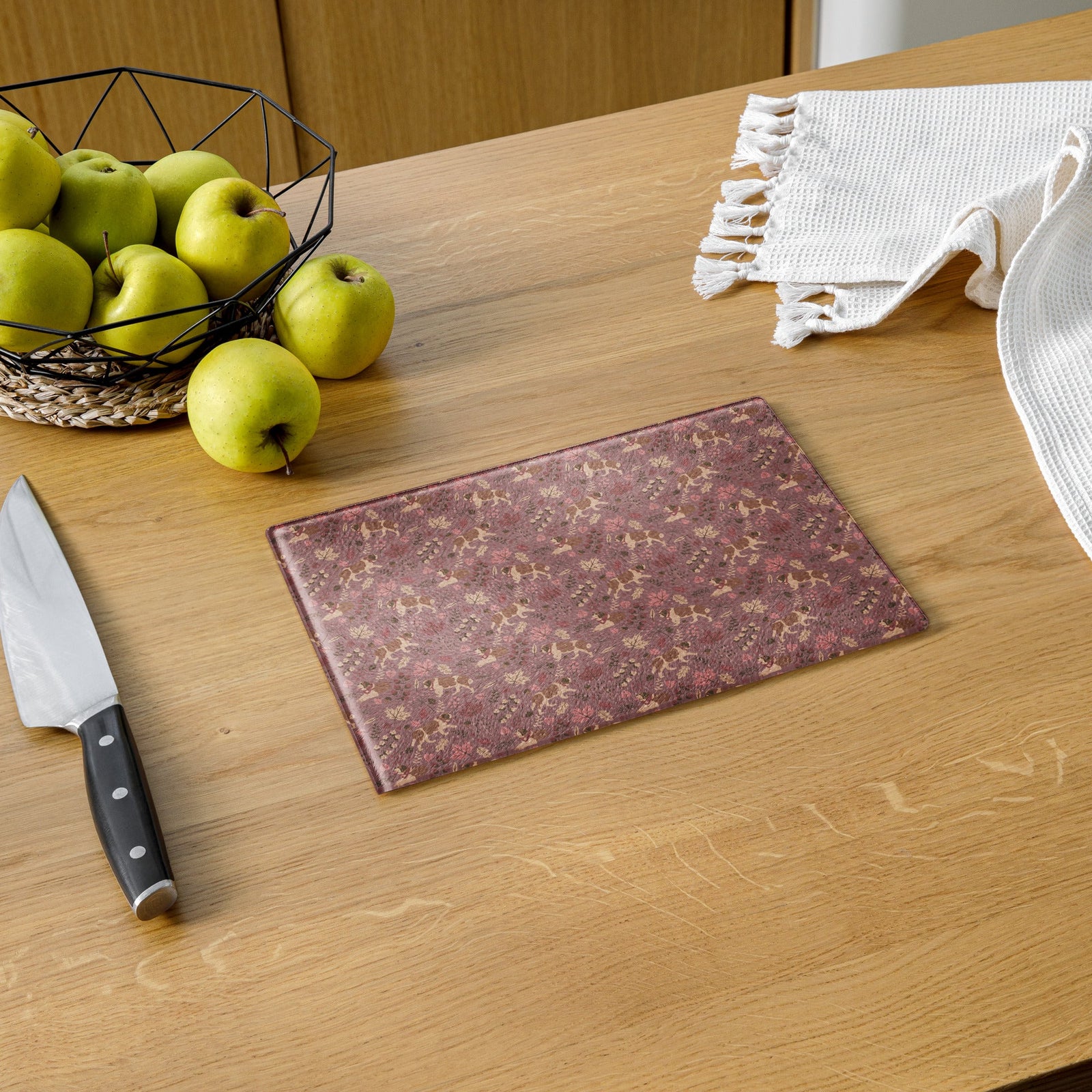 Rosy Fall St Bernard Glass Cutting Board - Lucy + Norman