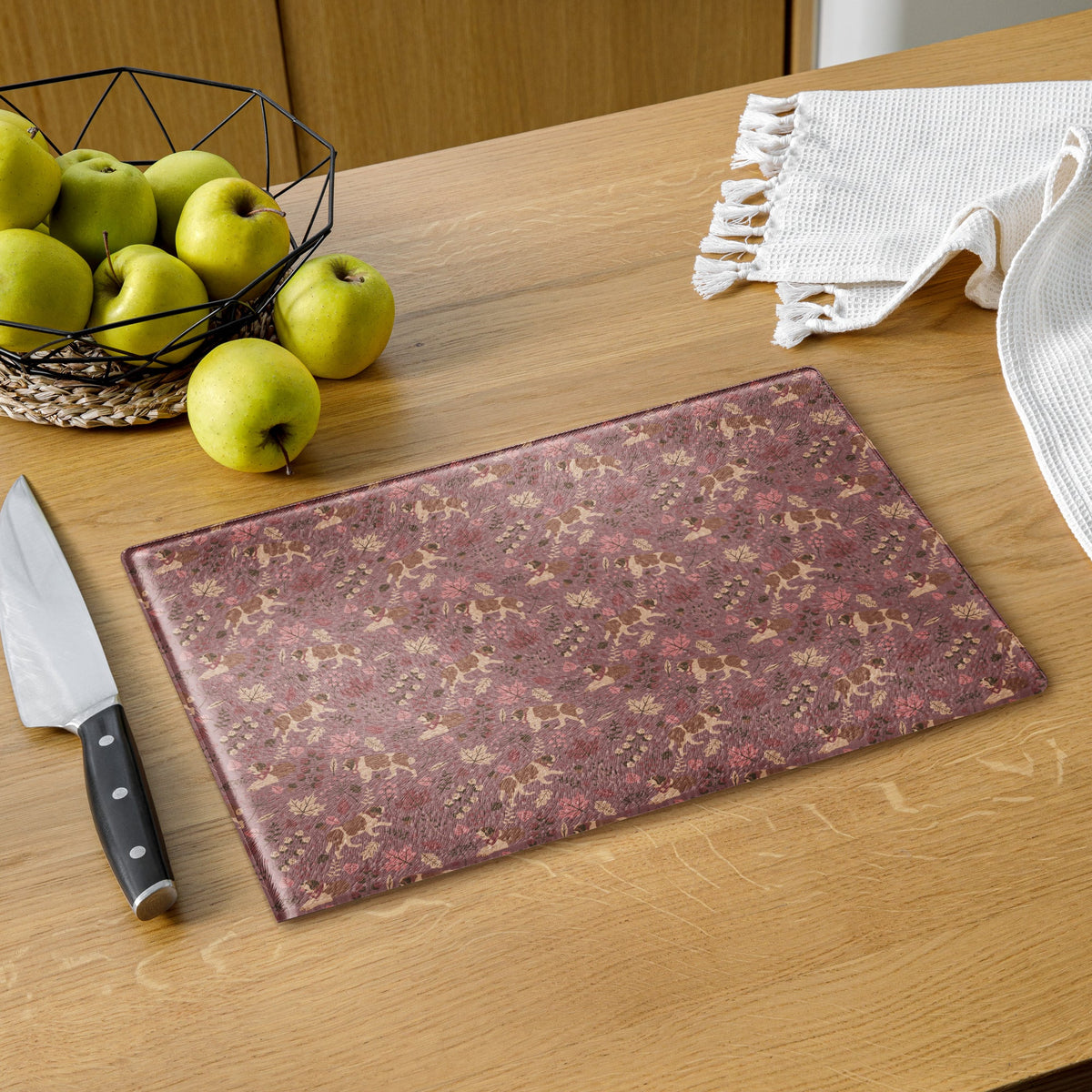 Rosy Fall St Bernard Glass Cutting Board - Lucy + Norman