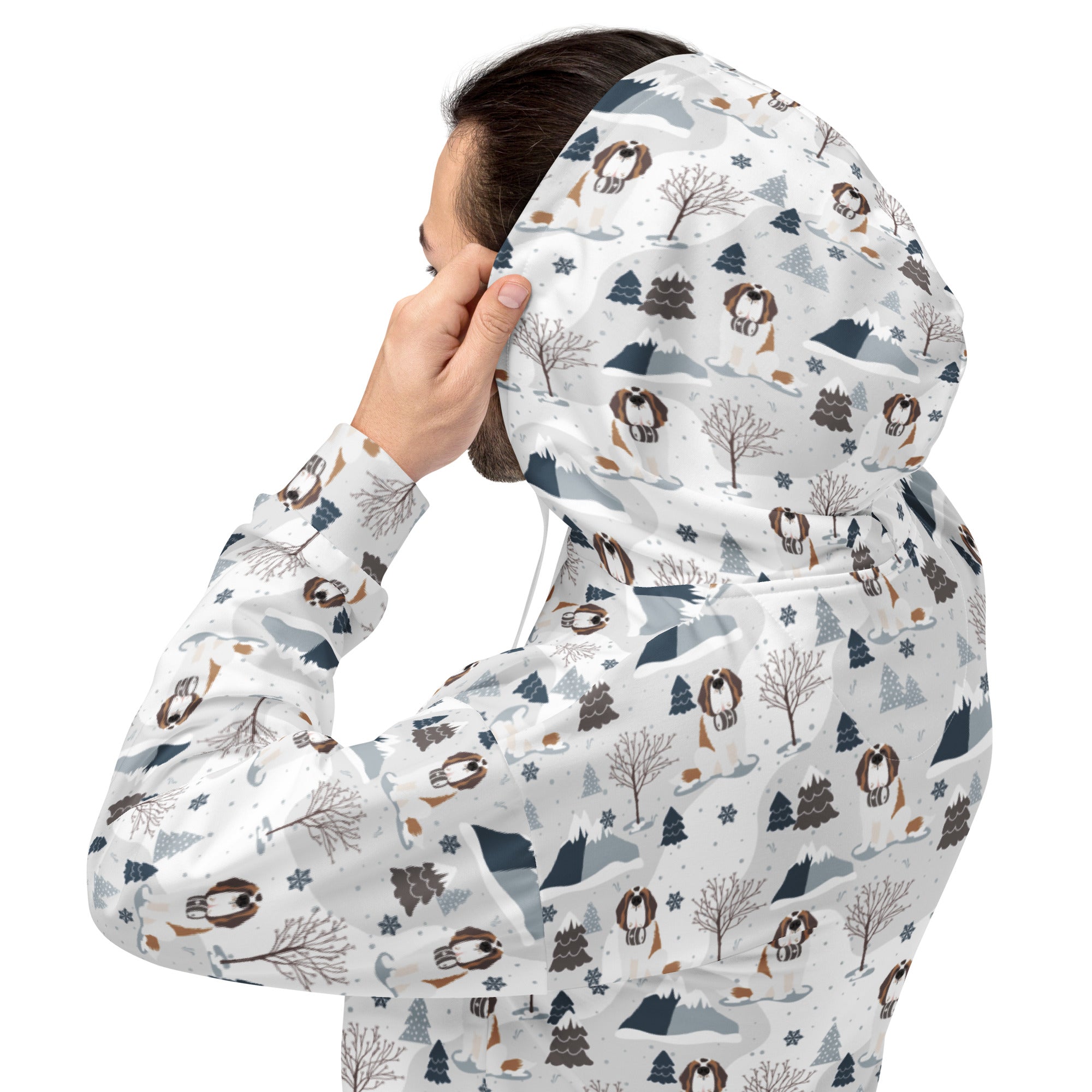 St Bernard Alpine Mountain Pattern Hoodie