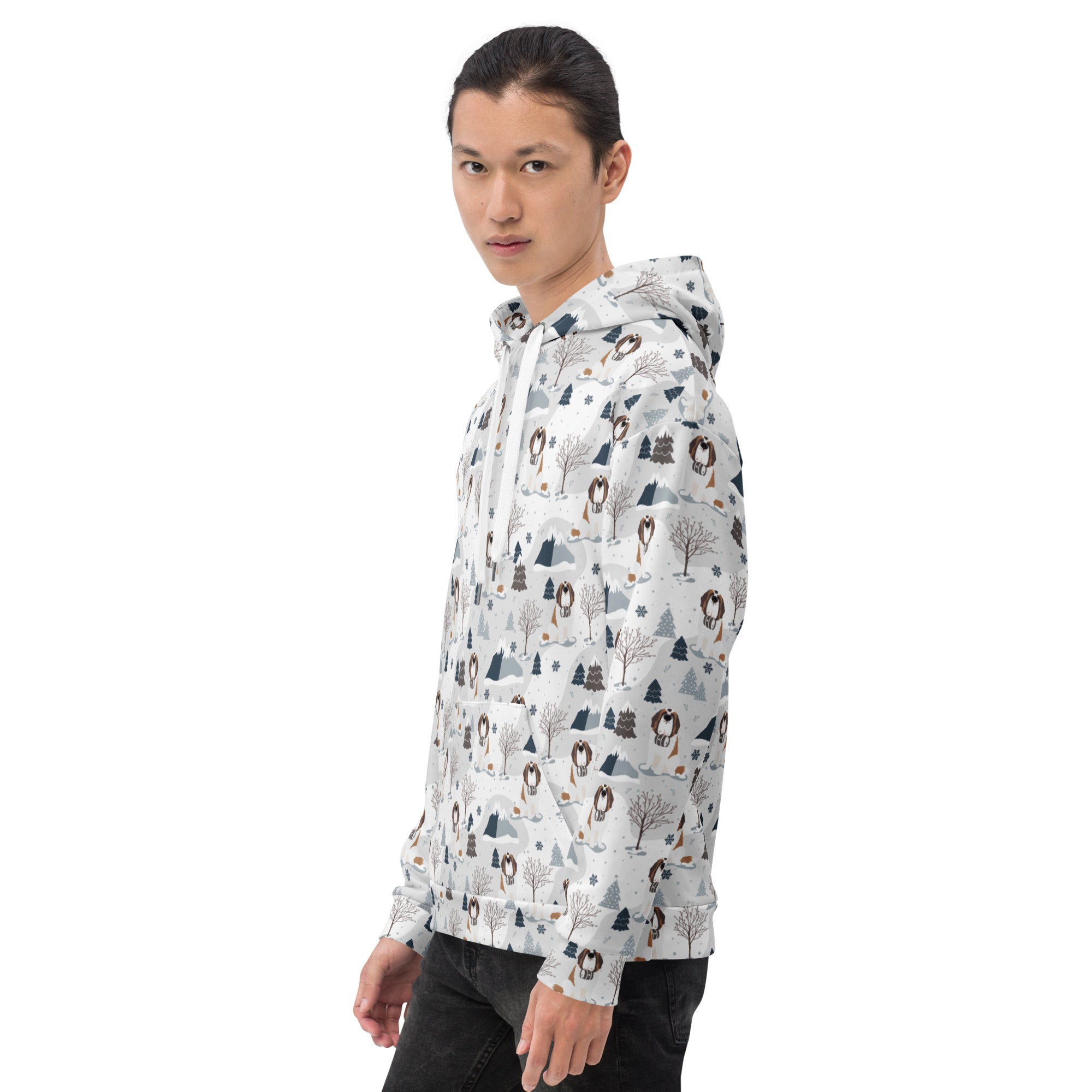 St Bernard Alpine Mountain Pattern Hoodie