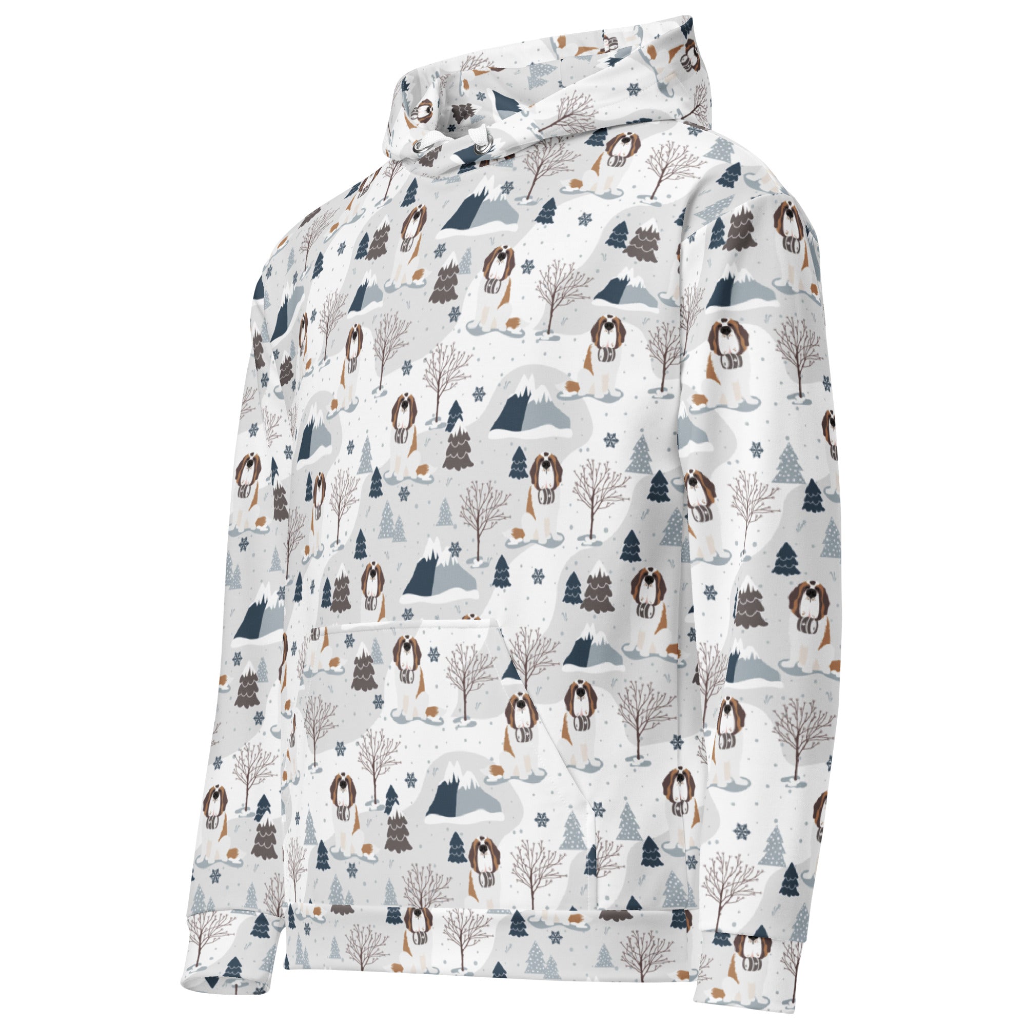 St Bernard Alpine Mountain Pattern Hoodie