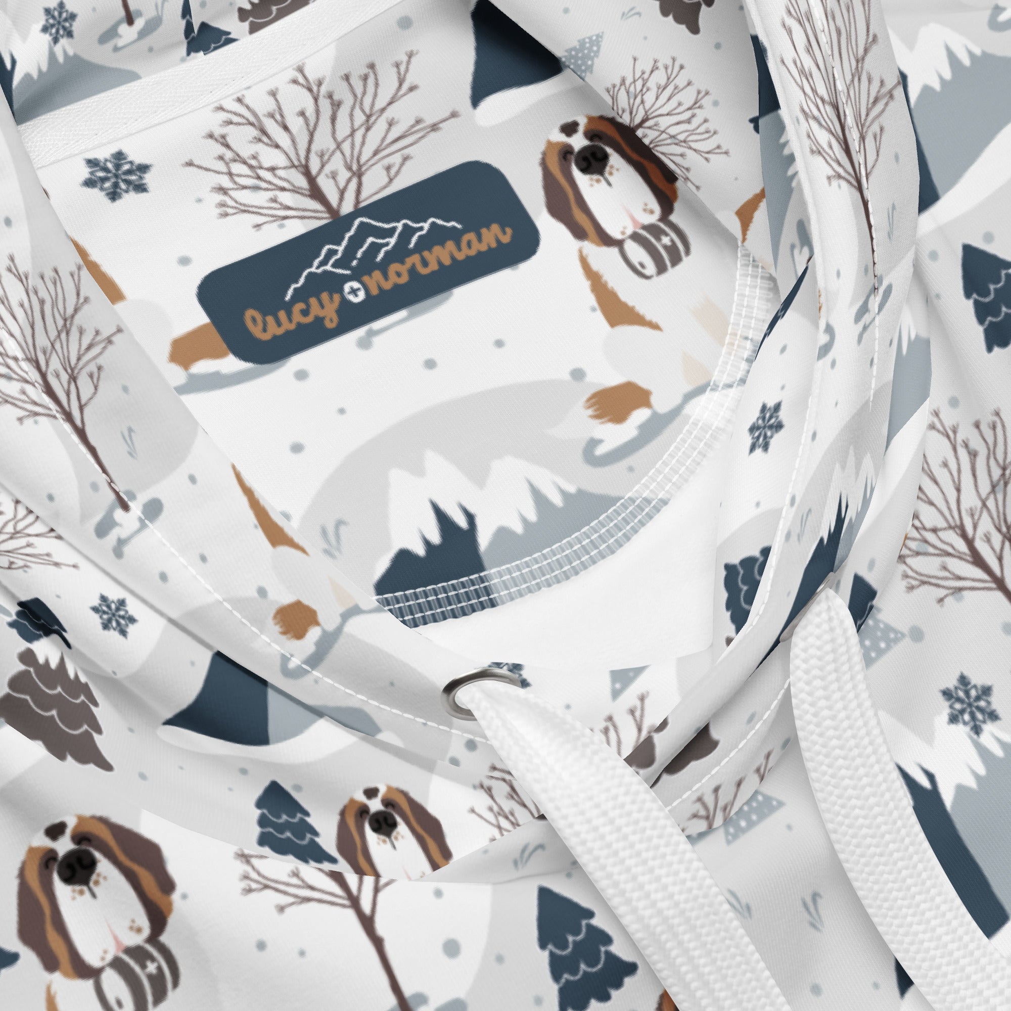 St Bernard Alpine Mountain Pattern Hoodie