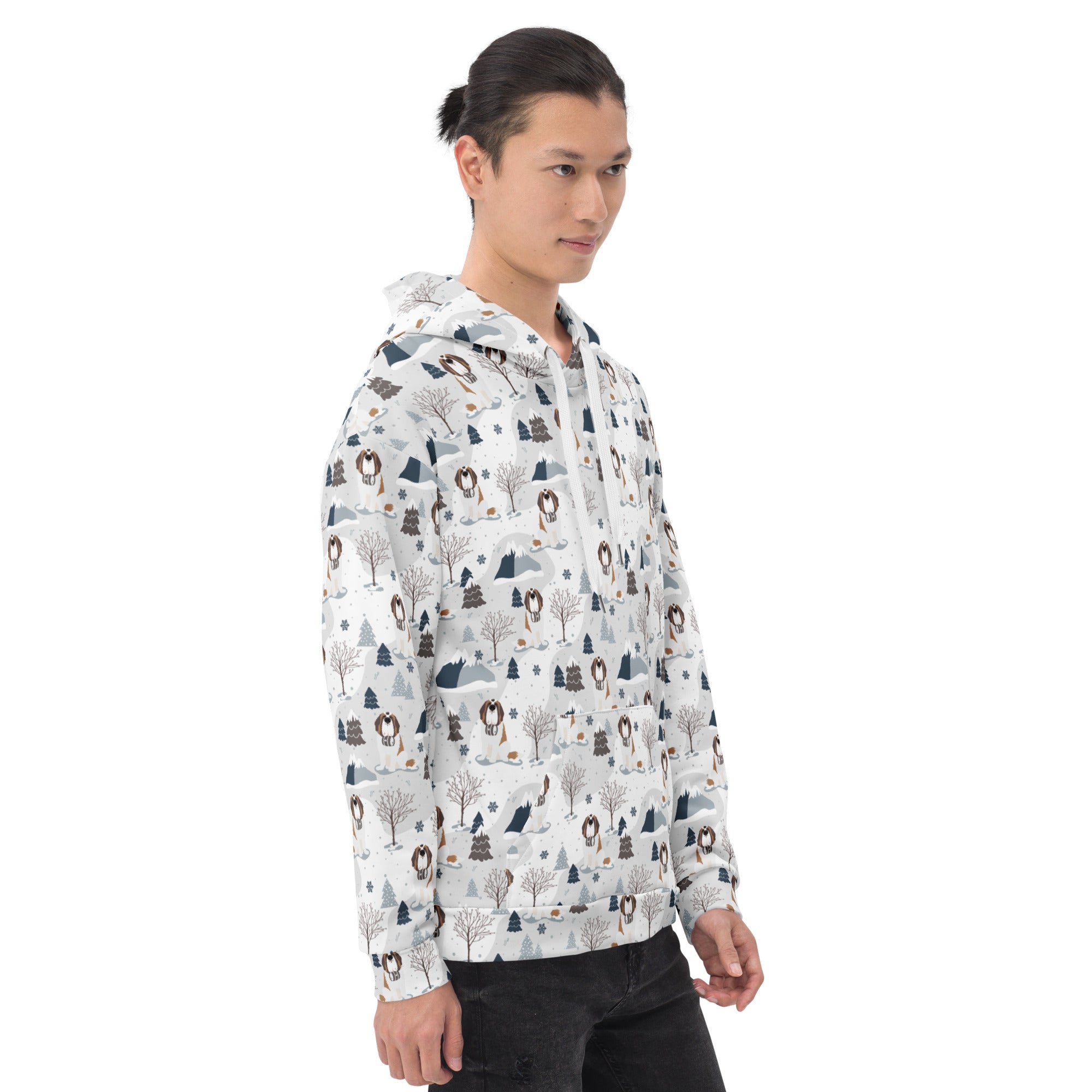 St Bernard Alpine Mountain Pattern Hoodie