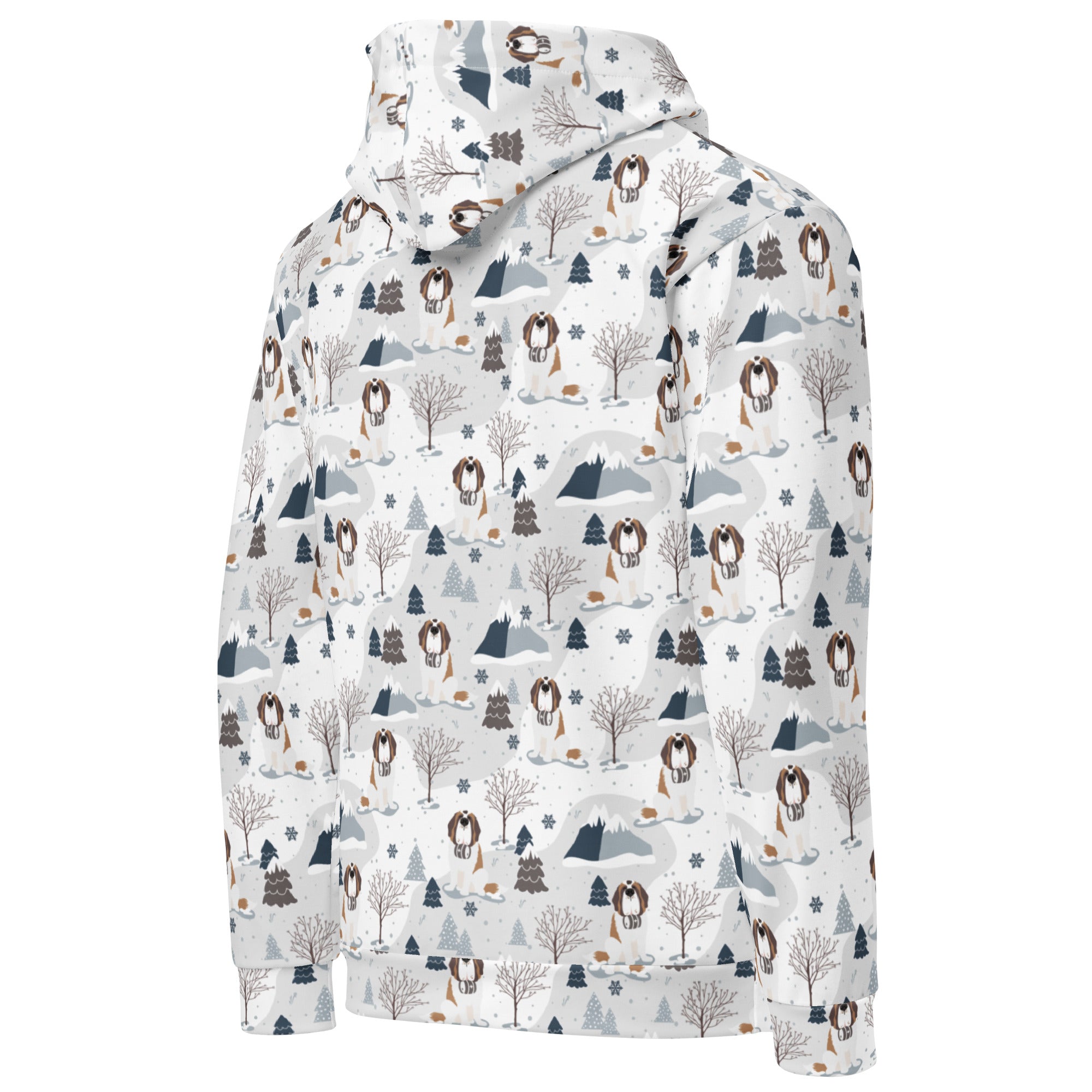 St Bernard Alpine Mountain Pattern Hoodie