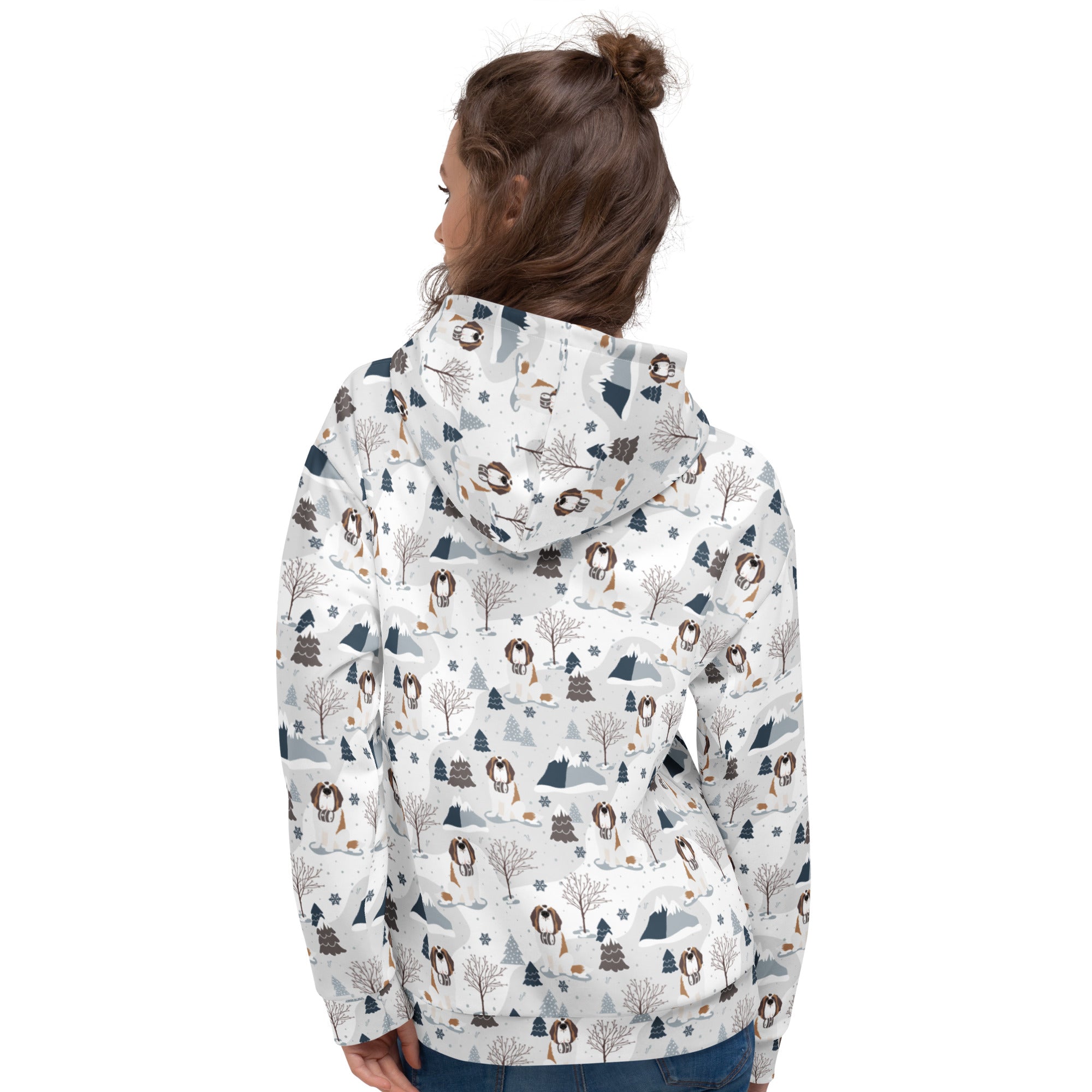 St Bernard Alpine Mountain Pattern Hoodie
