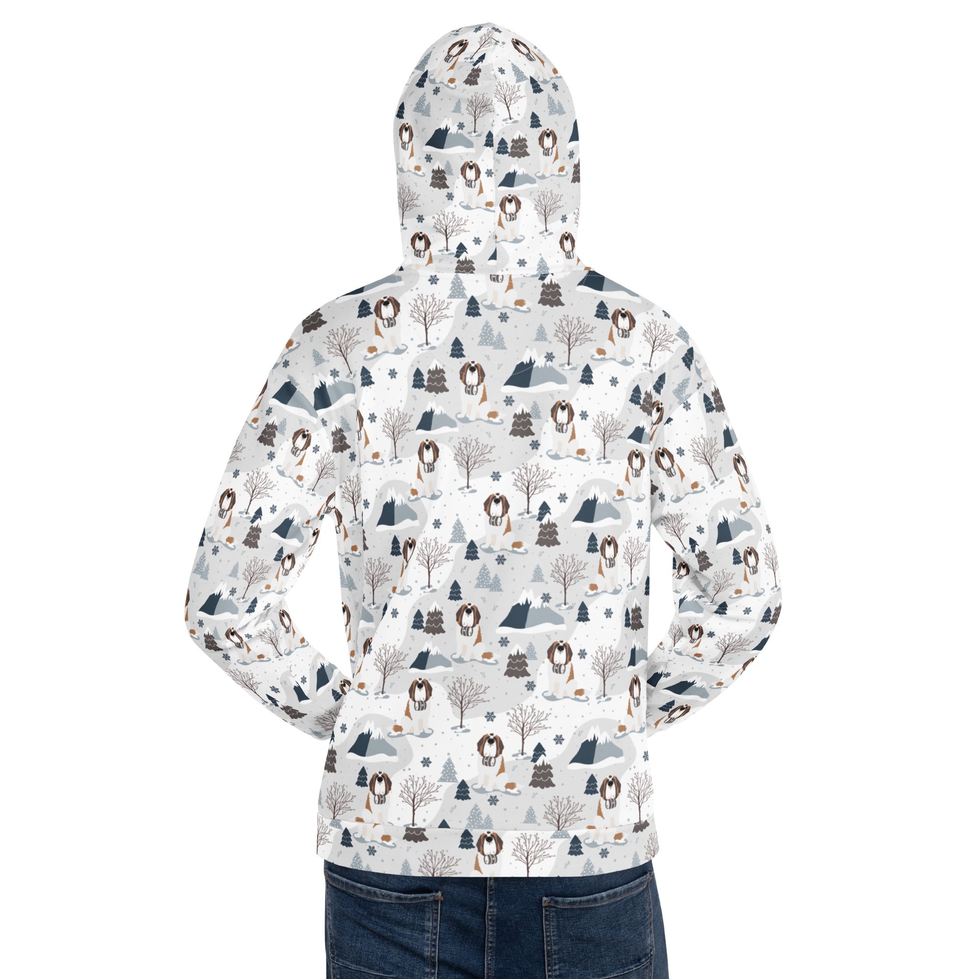 St Bernard Alpine Mountain Pattern Hoodie