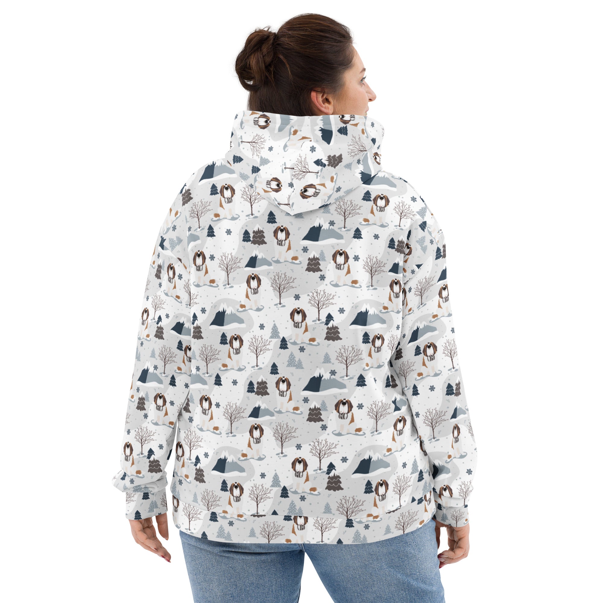 St Bernard Alpine Mountain Pattern Hoodie