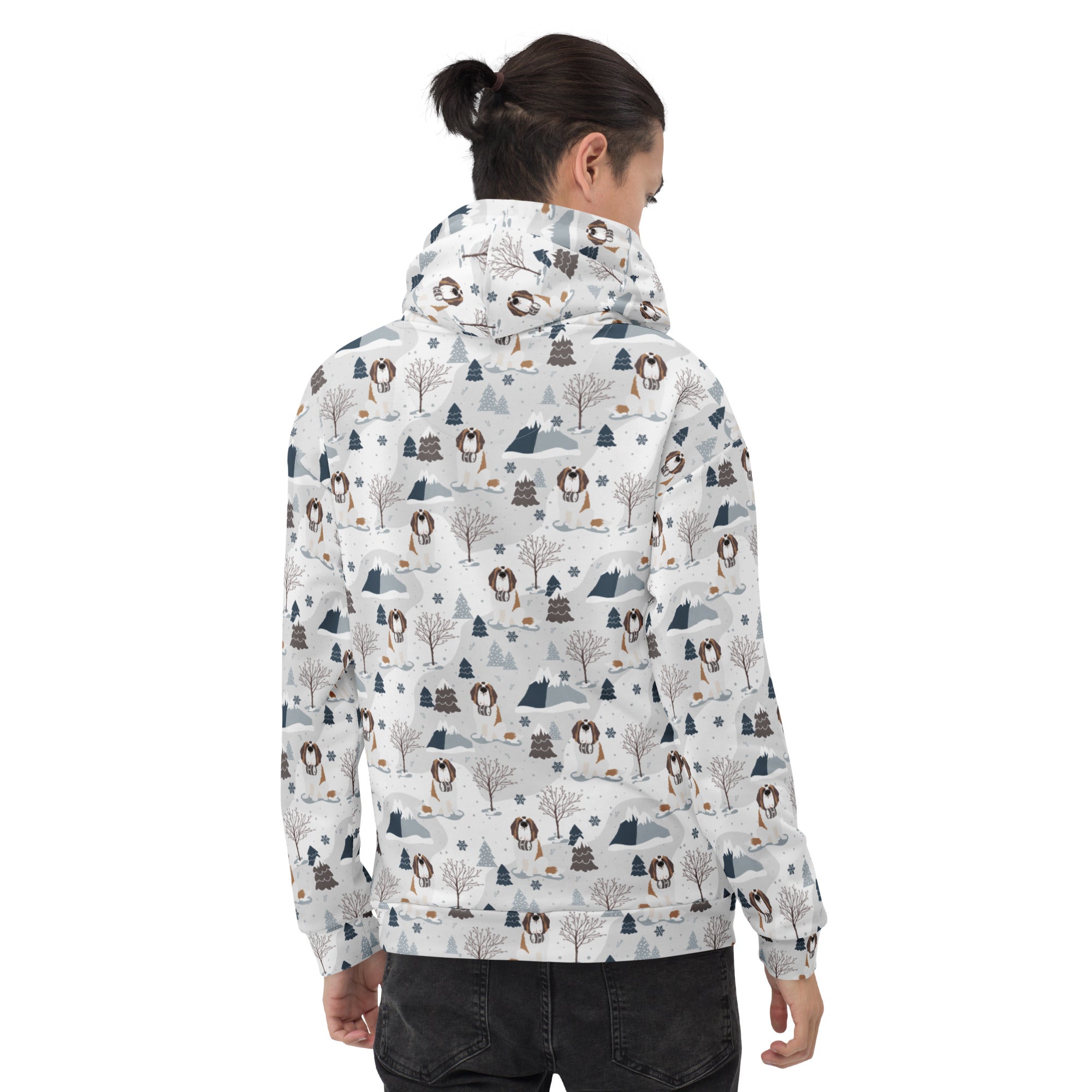 St Bernard Alpine Mountain Pattern Hoodie