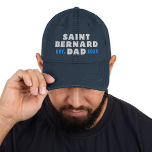 Saint Bernard Dog Dad Est. Date Distressed Dad Hat - Lucy + Norman