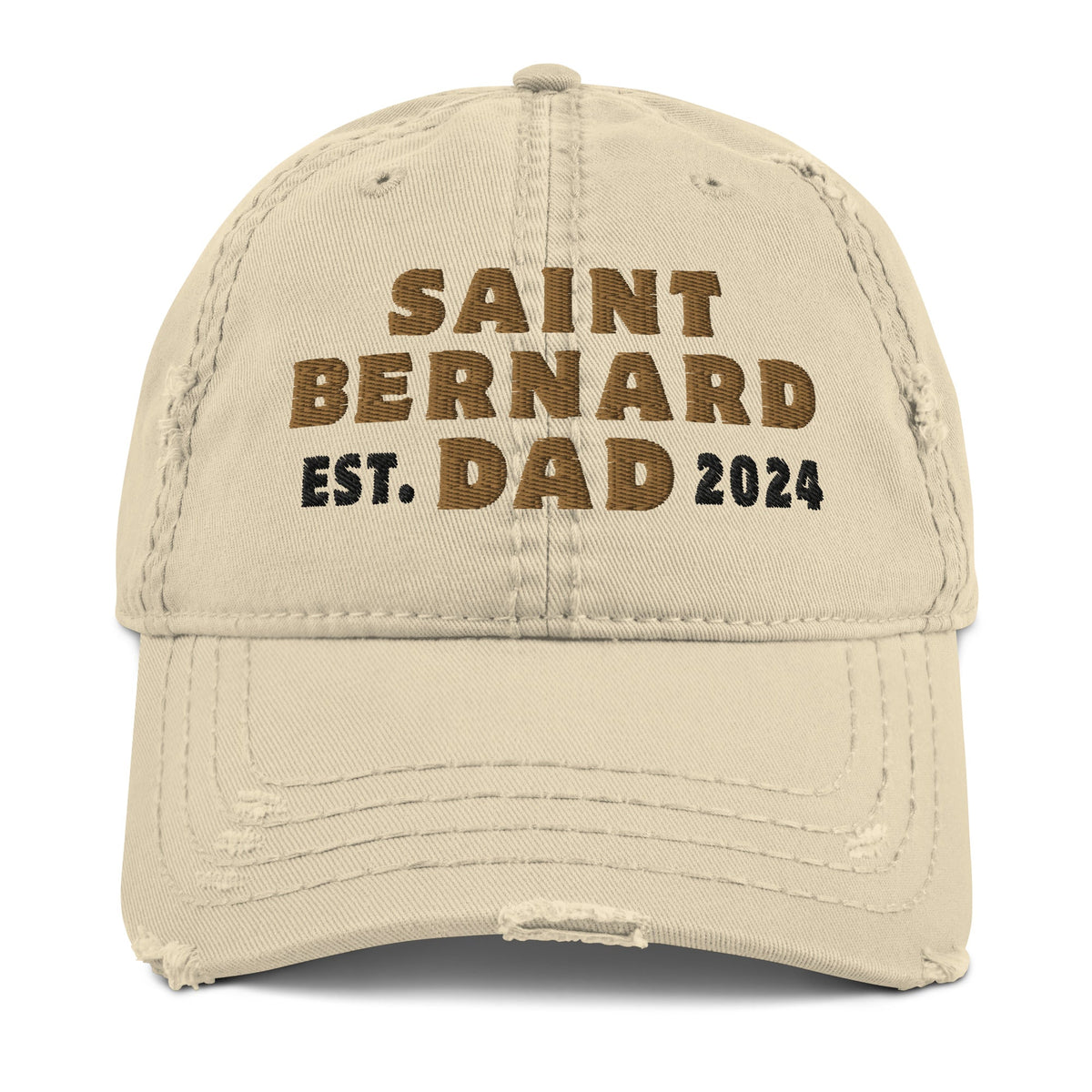 Saint Bernard Dog Dad Est. Date Distressed Dad Hat - Lucy + Norman