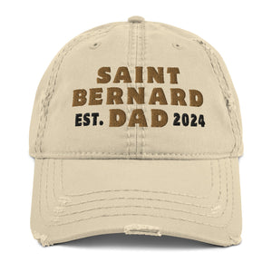 Saint Bernard Dog Dad Est. Date Distressed Dad Hat - Lucy + Norman