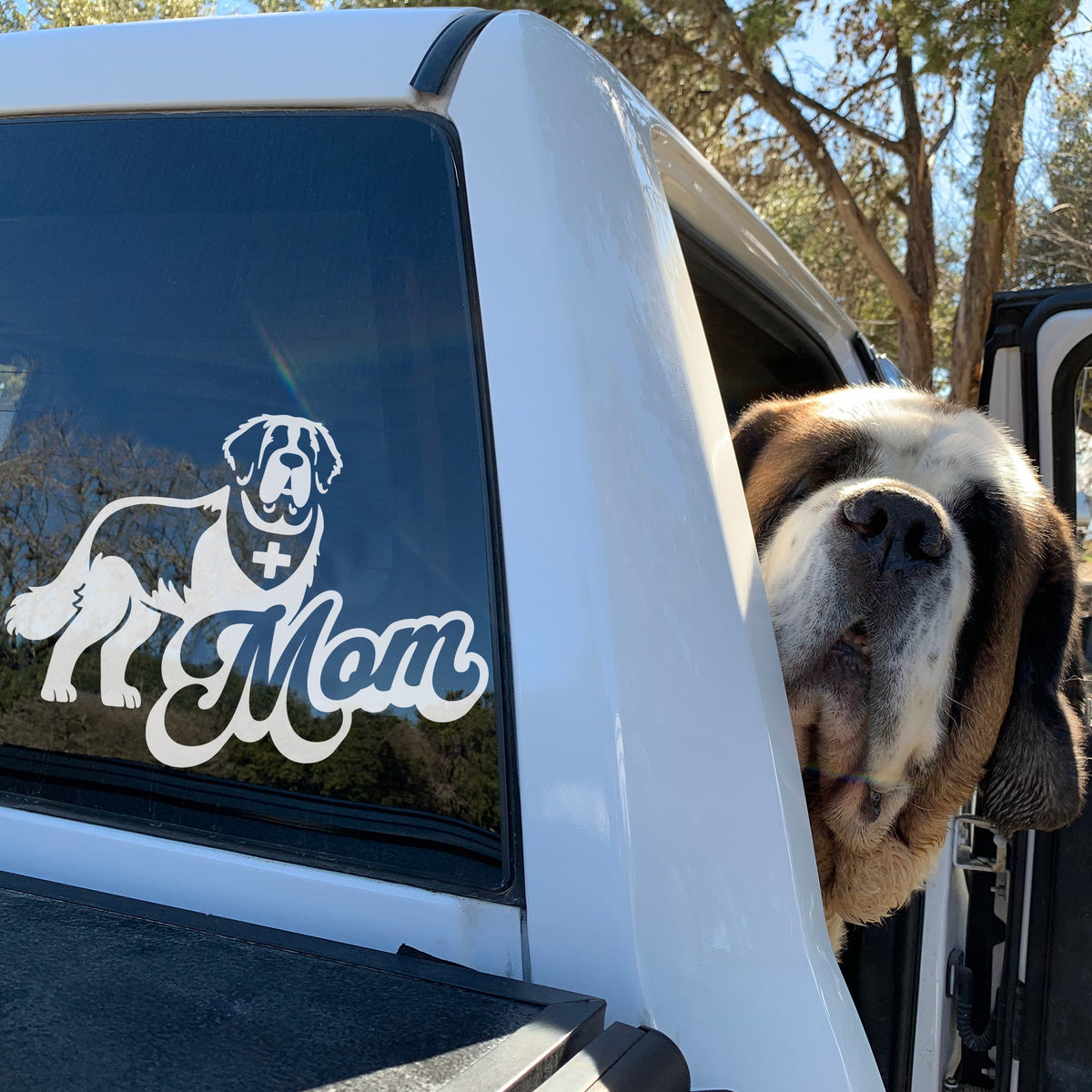 Saint Bernard Dog Mom with Swiss Bandana Window Decal - Lucy + Norman