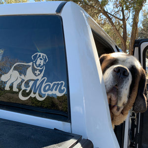 Saint Bernard Dog Mom with Swiss Bandana Window Decal - Lucy + Norman