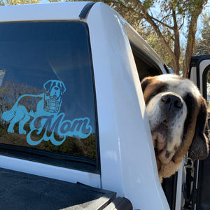 Saint Bernard Dog Mom with Swiss Barrel Window Decal - Lucy + Norman