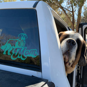 Saint Bernard Dog Mom with Swiss Barrel Window Decal - Lucy + Norman