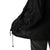 Lightweight, packable black windbreaker with chest embroidered Saint Bernard and barrel, adjustable hood, elastic cuffs, and zip pockets.