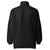 Lightweight, packable black windbreaker with chest embroidered Saint Bernard and barrel, adjustable hood, elastic cuffs, and zip pockets.