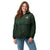 Lightweight, packable forest green windbreaker with chest embroidered Saint Bernard and barrel, adjustable hood, elastic cuffs, and zip pockets.