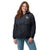 Lightweight, packable navy blue windbreaker with chest embroidered Saint Bernard and barrel, adjustable hood, elastic cuffs, and zip pockets.
