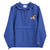 Royal blue Champion packable windbreaker with chest embroidered Saint Bernard and barrel, half zip pullover with hood, kangaroo pocket, and zip pouch.