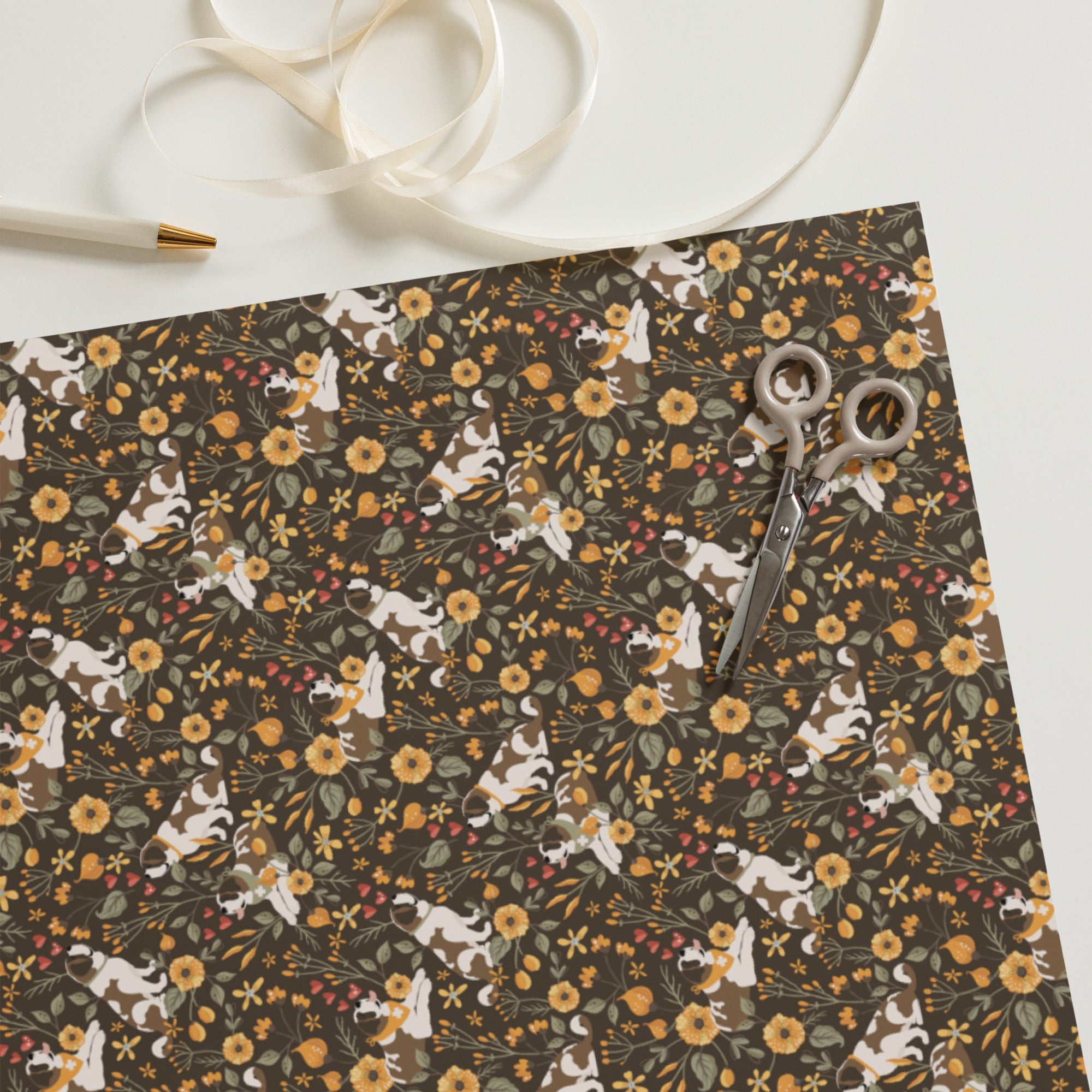 Saint Bernard Fall Wrapping Paper Sheets - Lucy + Norman