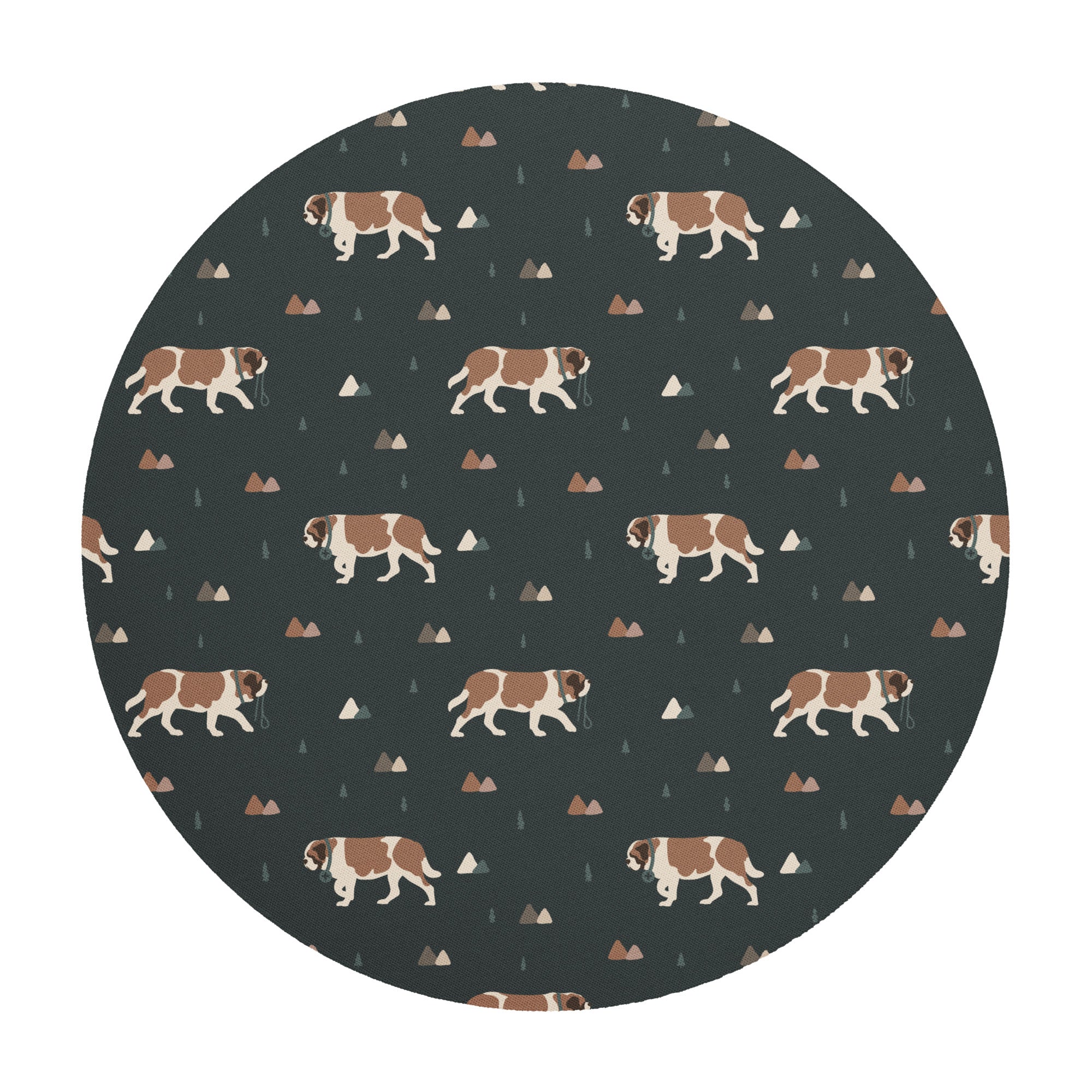 Saint Bernard Green Mountain Round Mouse Pad - Lucy + Norman