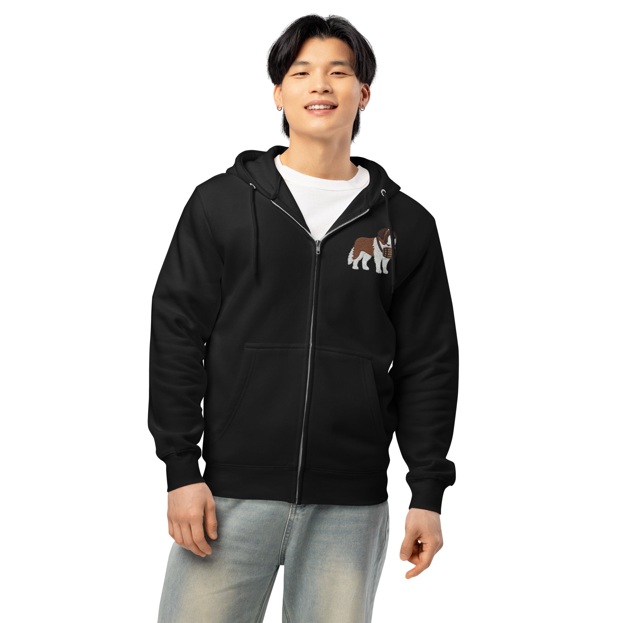 Embroidered Chest Saint Bernard Full Zip Hoodie