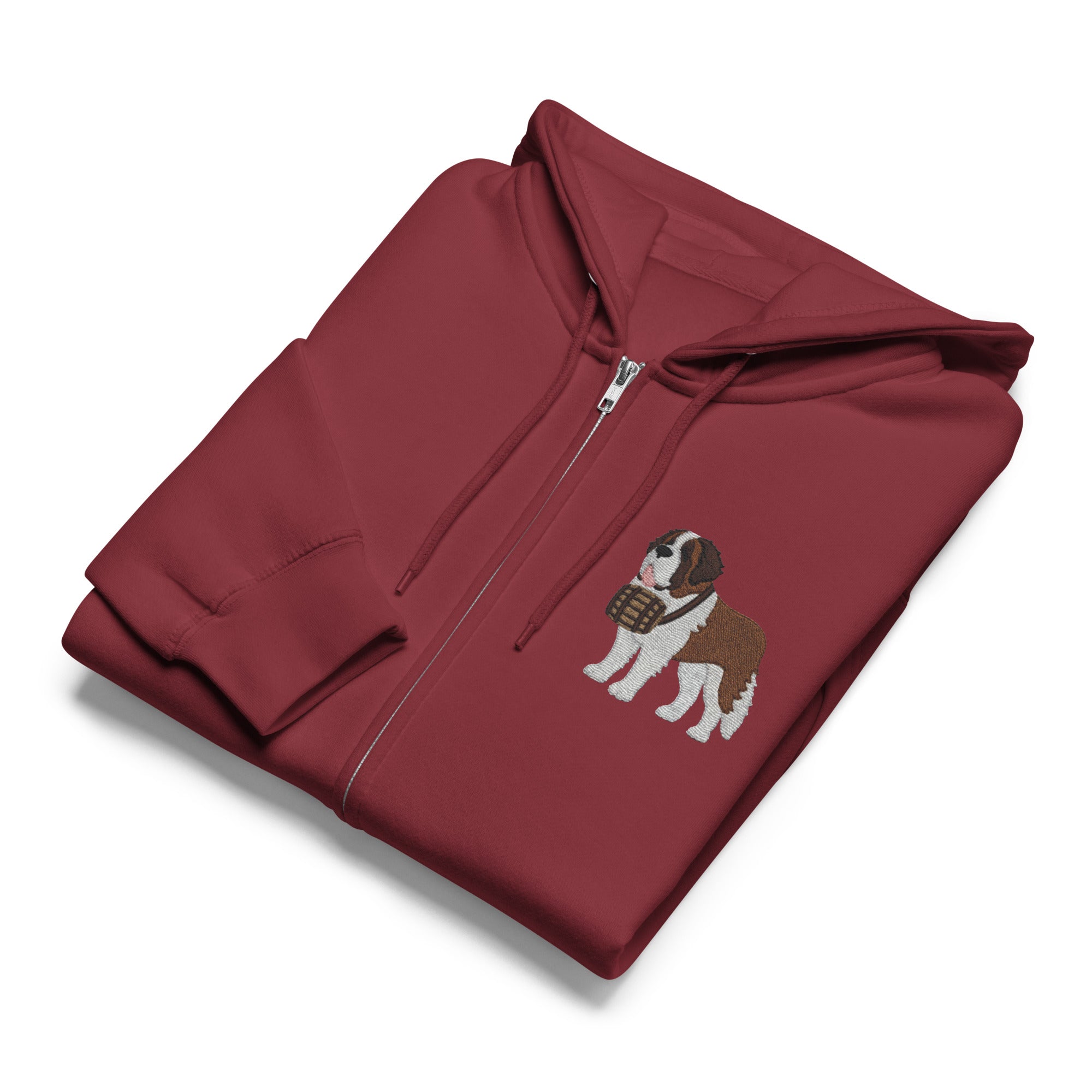 Embroidered Chest Saint Bernard Full Zip Hoodie