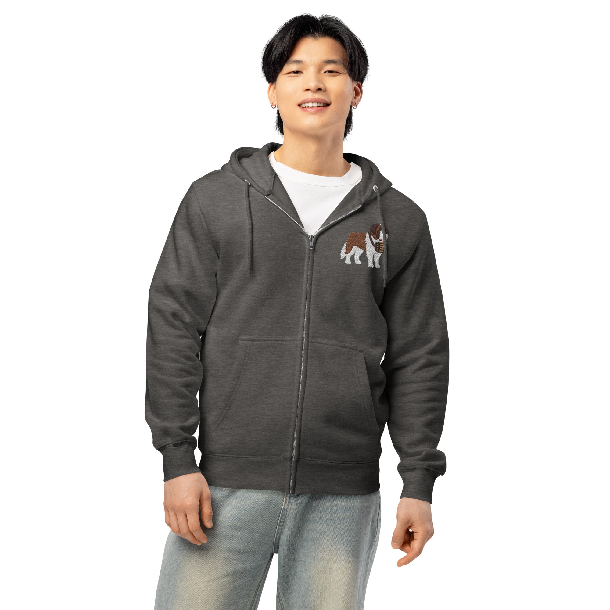 Embroidered Chest Saint Bernard Full Zip Hoodie