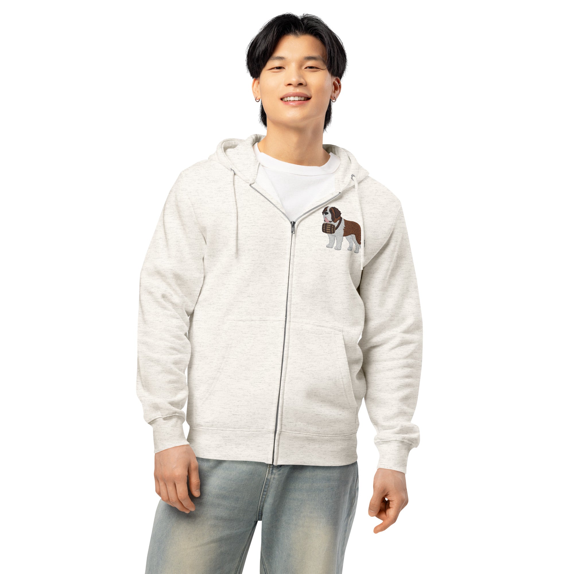 Embroidered Chest Saint Bernard Full Zip Hoodie