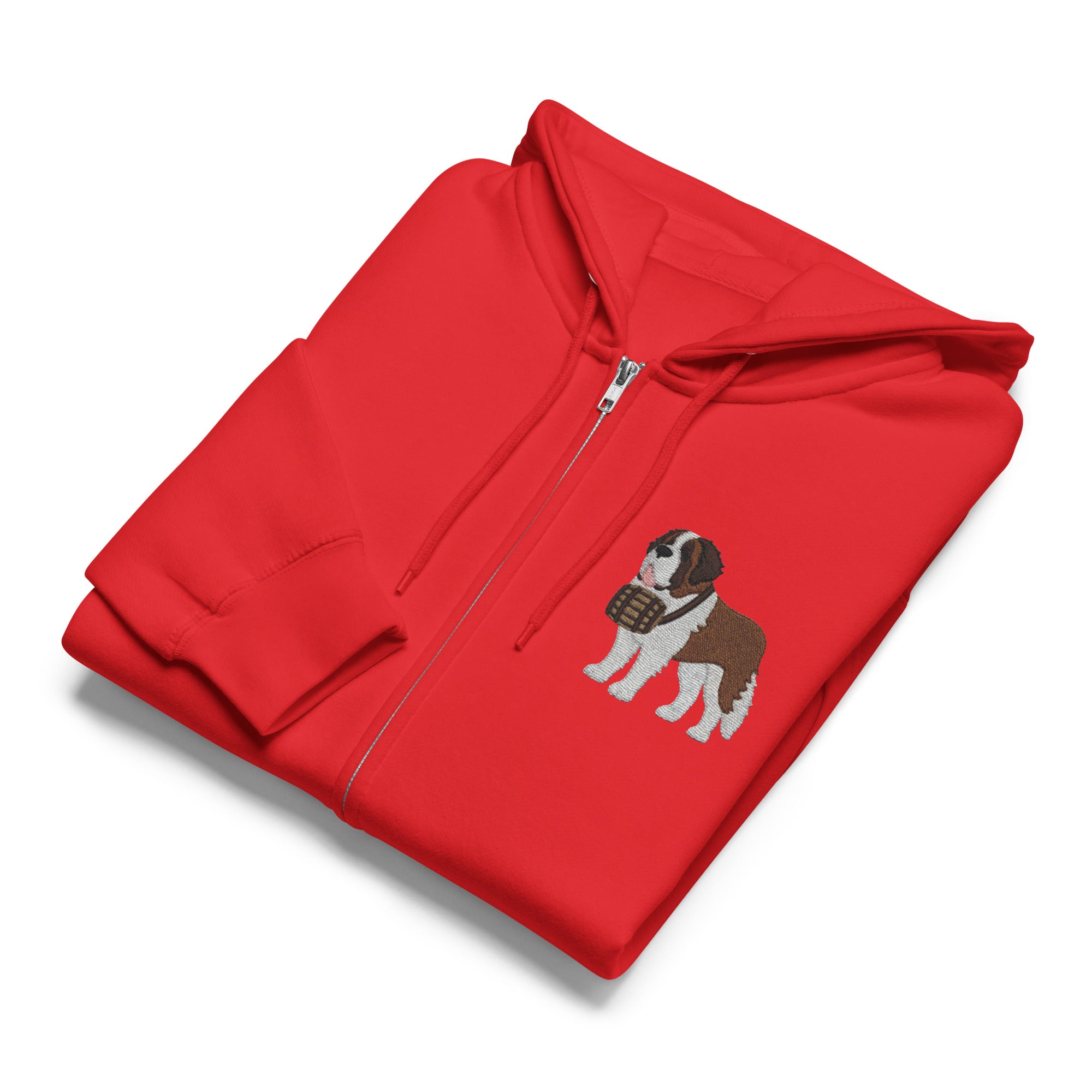 Embroidered Chest Saint Bernard Full Zip Hoodie