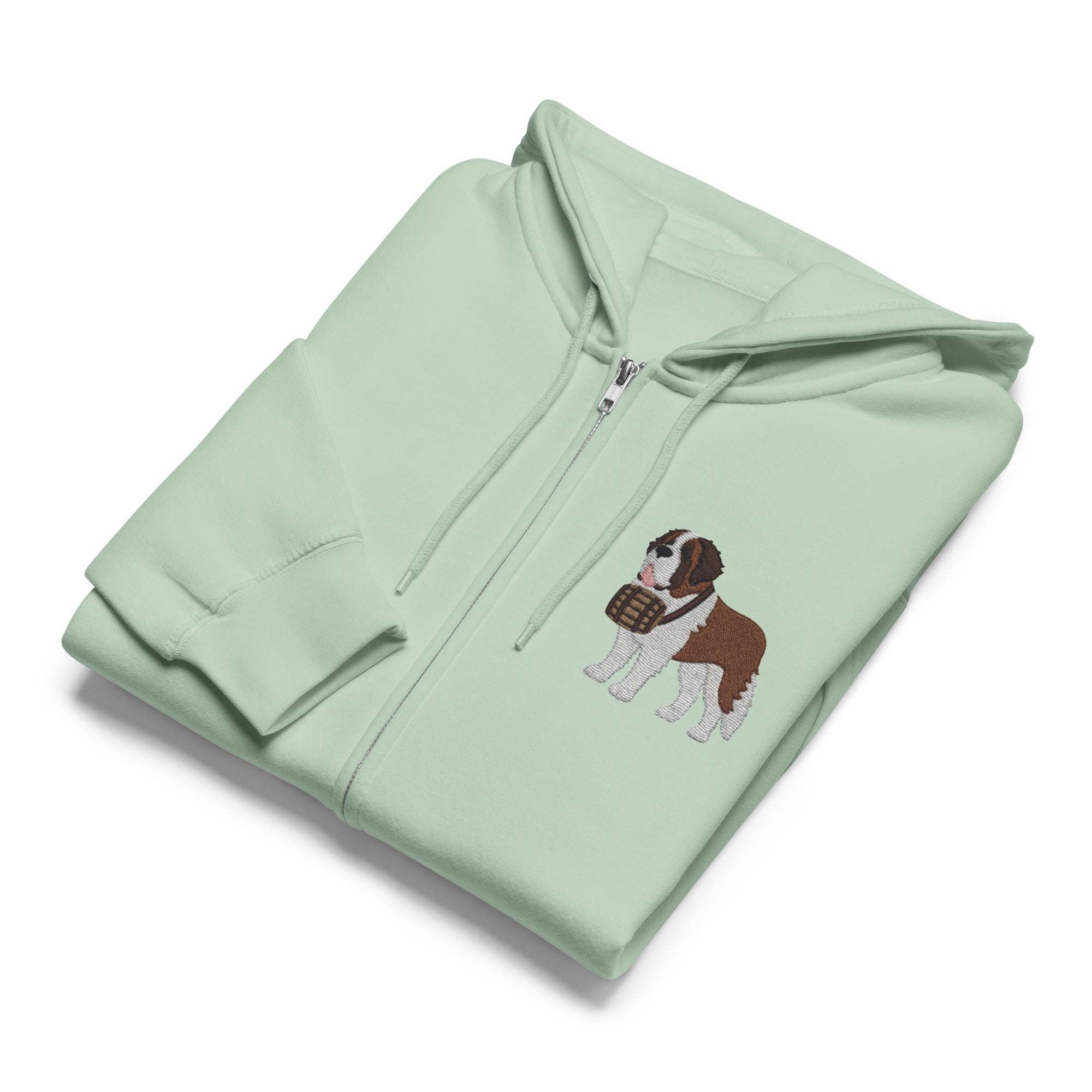 Embroidered Chest Saint Bernard Full Zip Hoodie