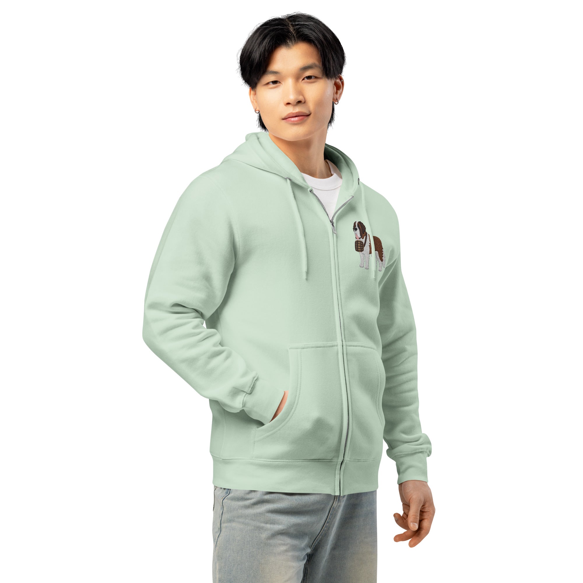 Embroidered Chest Saint Bernard Full Zip Hoodie
