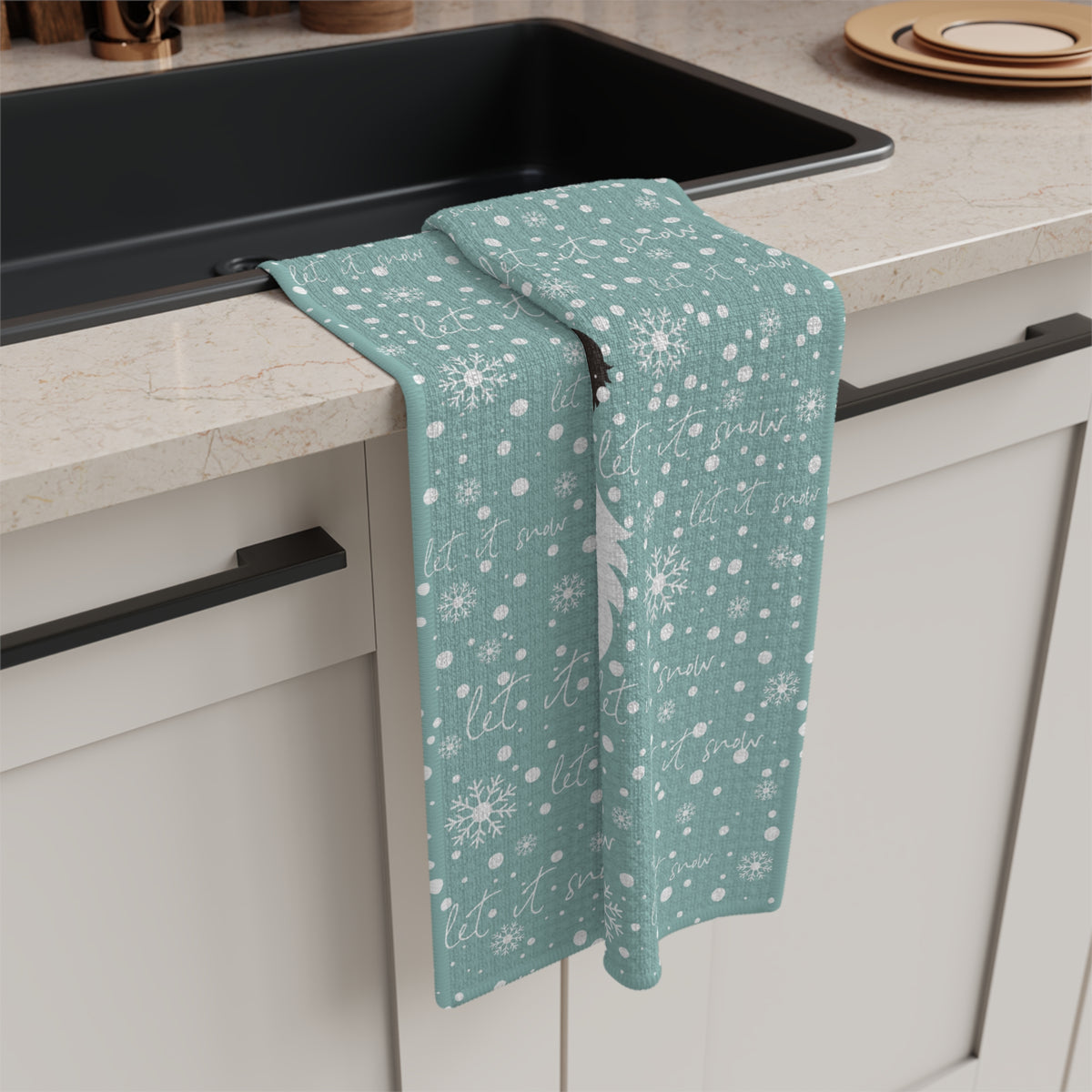 Let It Snow Saint Bernard Tea Towel