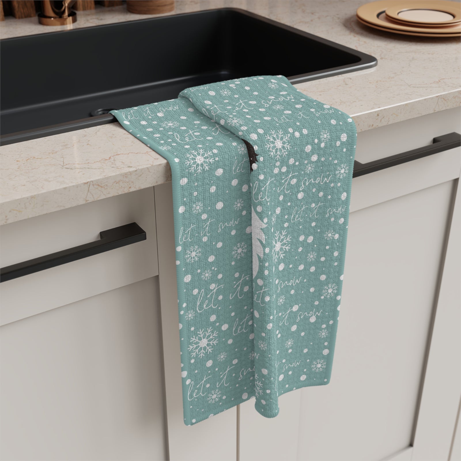 Let It Snow Saint Bernard Tea Towel
