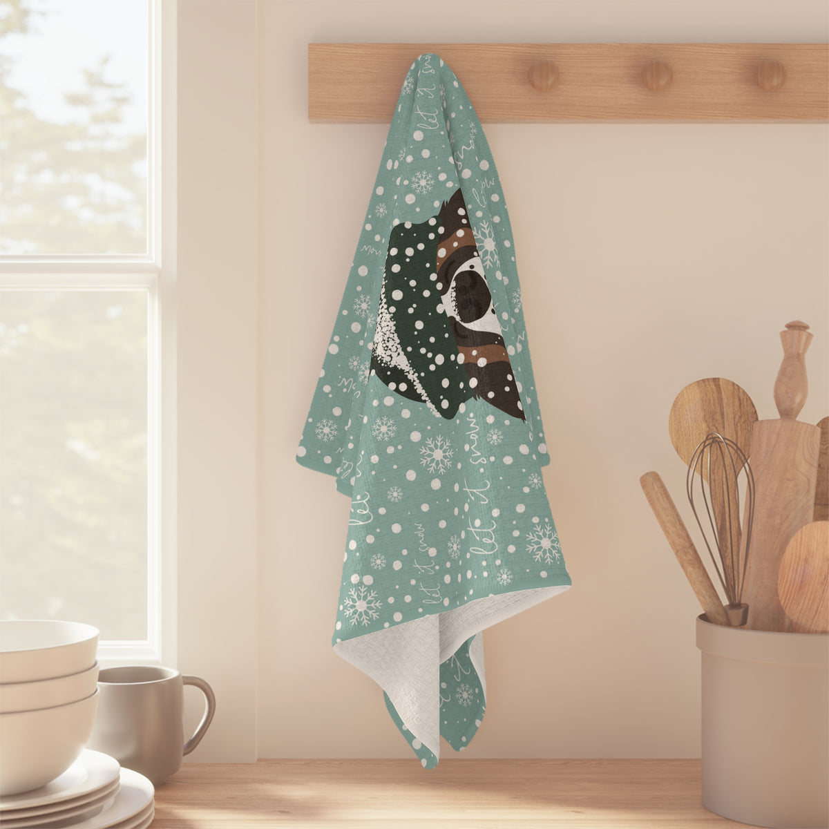 Let It Snow Saint Bernard Tea Towel
