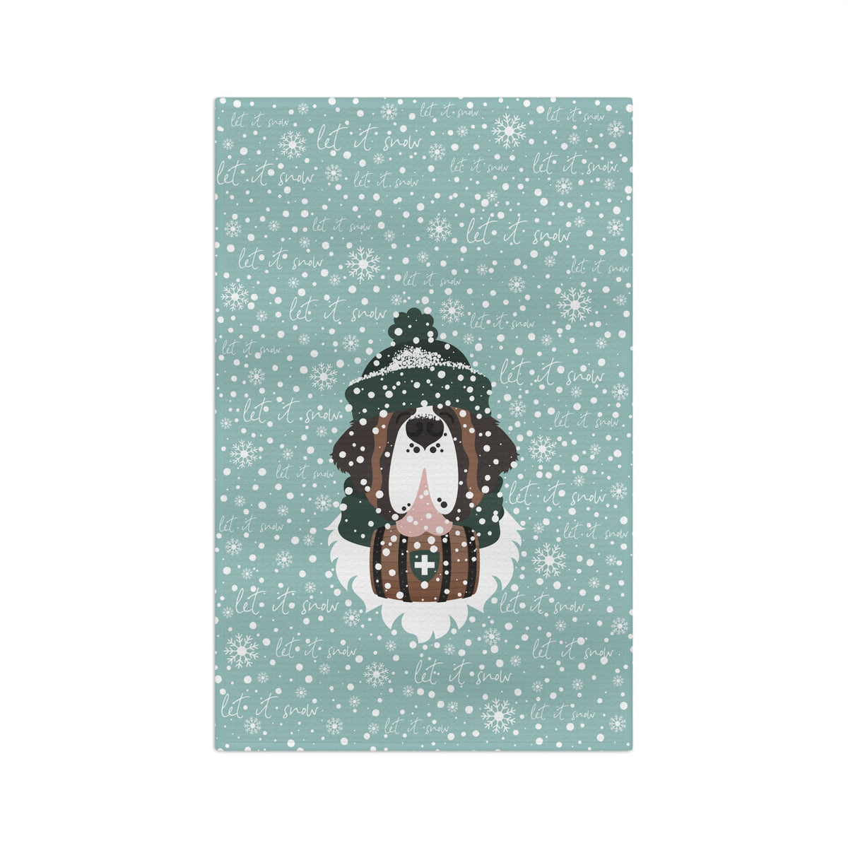 Let It Snow Saint Bernard Tea Towel